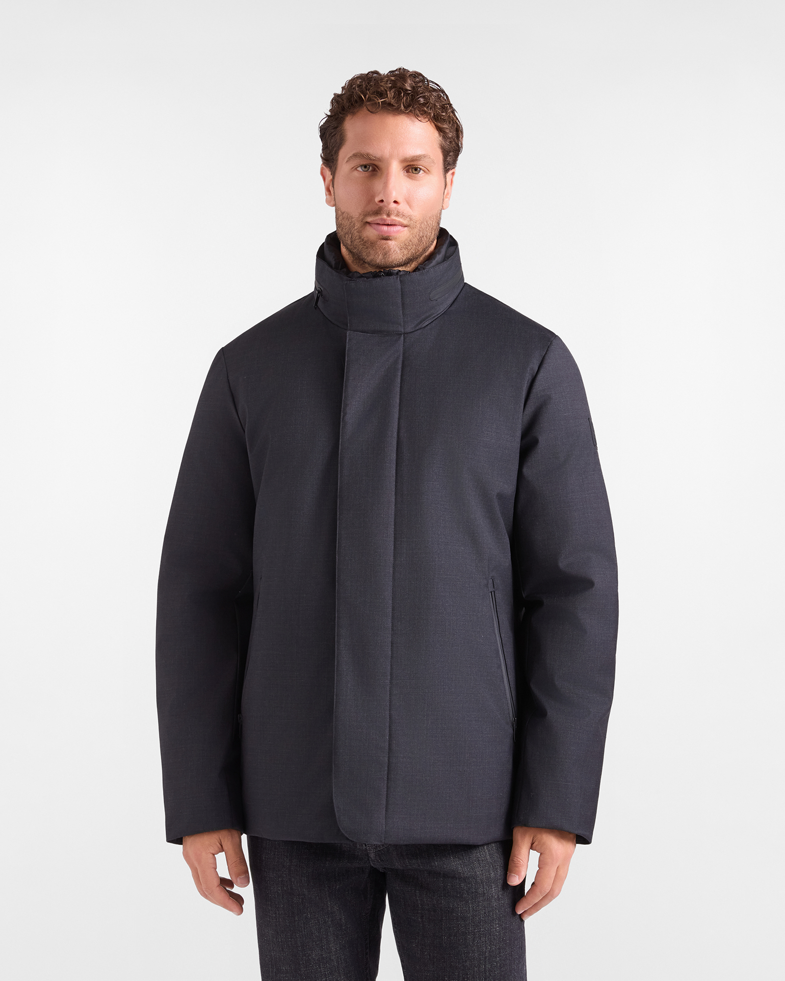 Field Jacket Uomo in Misto Lana Tecnica Antracite