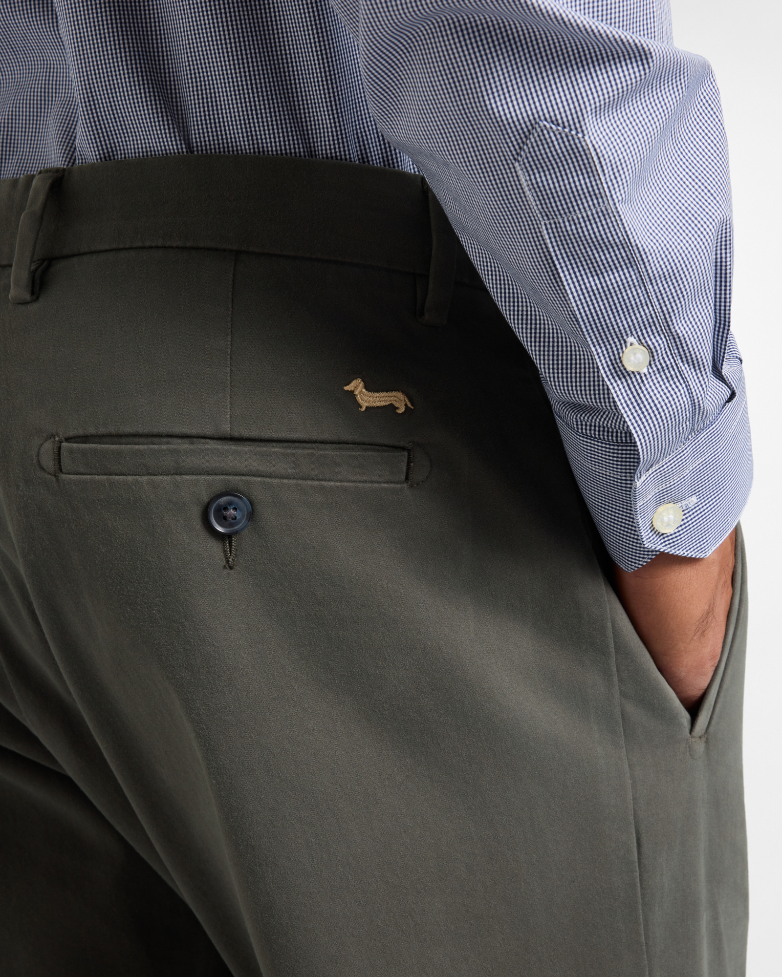Pantalone Chino Uomo in cotone stretch D-Fit, VERDE SCURO, large