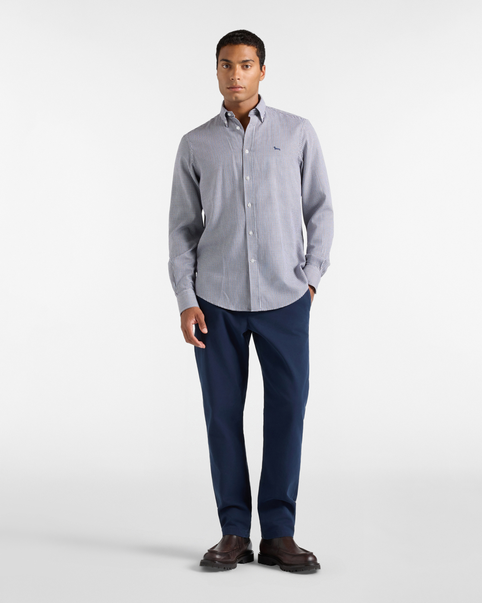 Camicia Uomo armaturato pied-de-poule Regular Fit, VIOLA SCURO, large