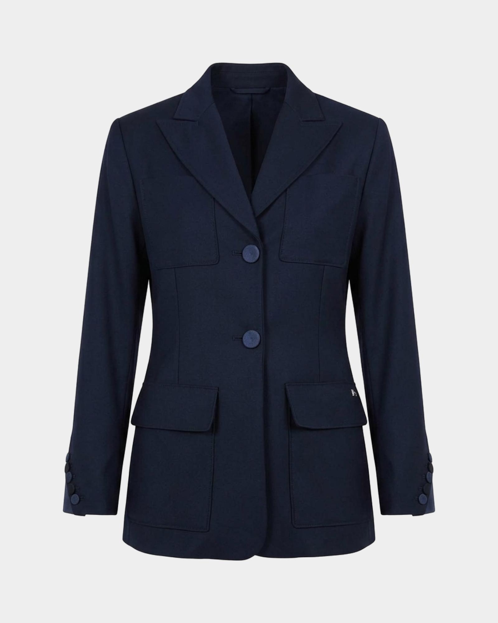 Giacca da donna blazer in poliviscosa  Slim Fit Made in Italy, BLU, large