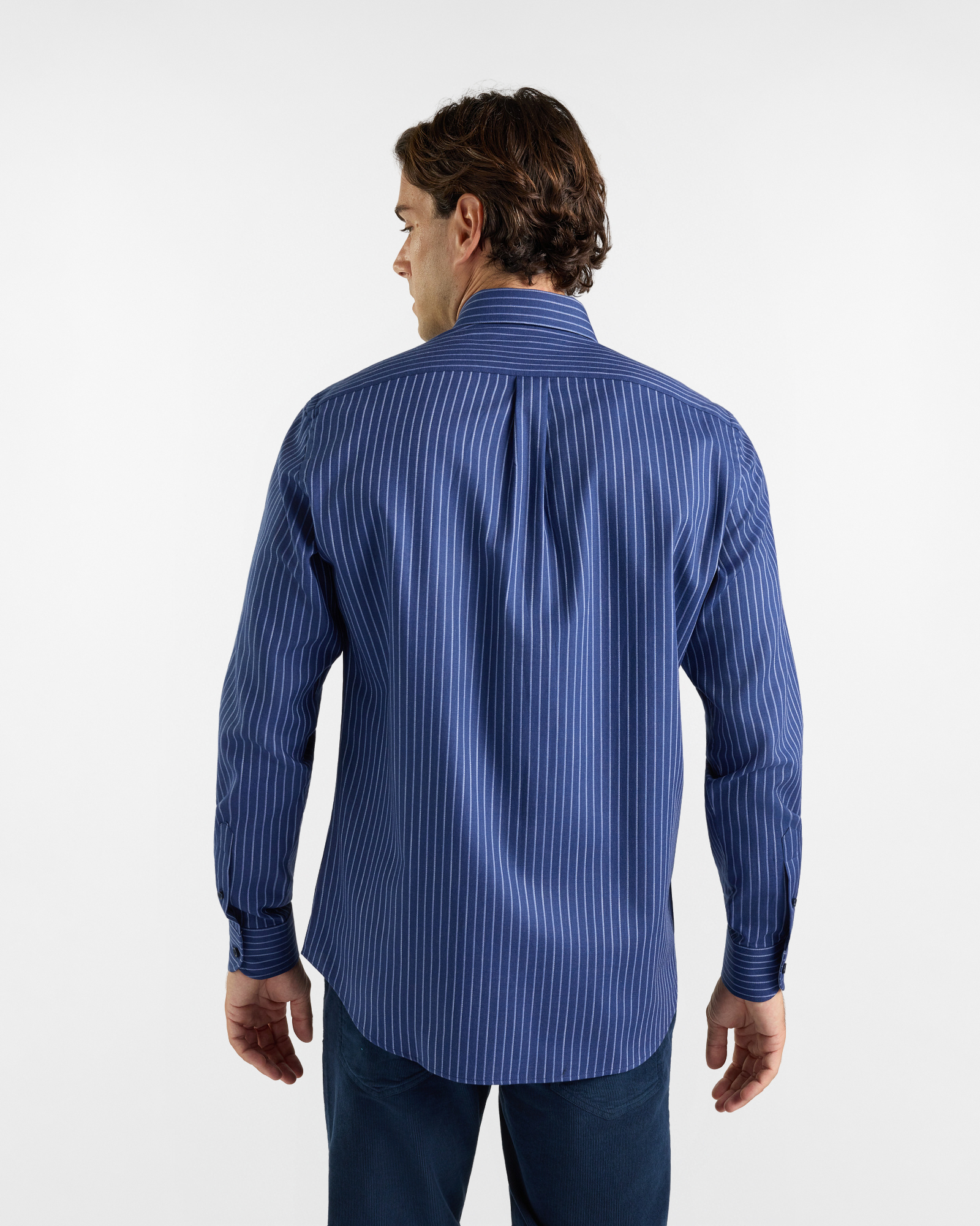 Camicia HBJ Uomo Regular Fit con collo Montecarlo in cotone stretch a righe, BLU SCURO, large