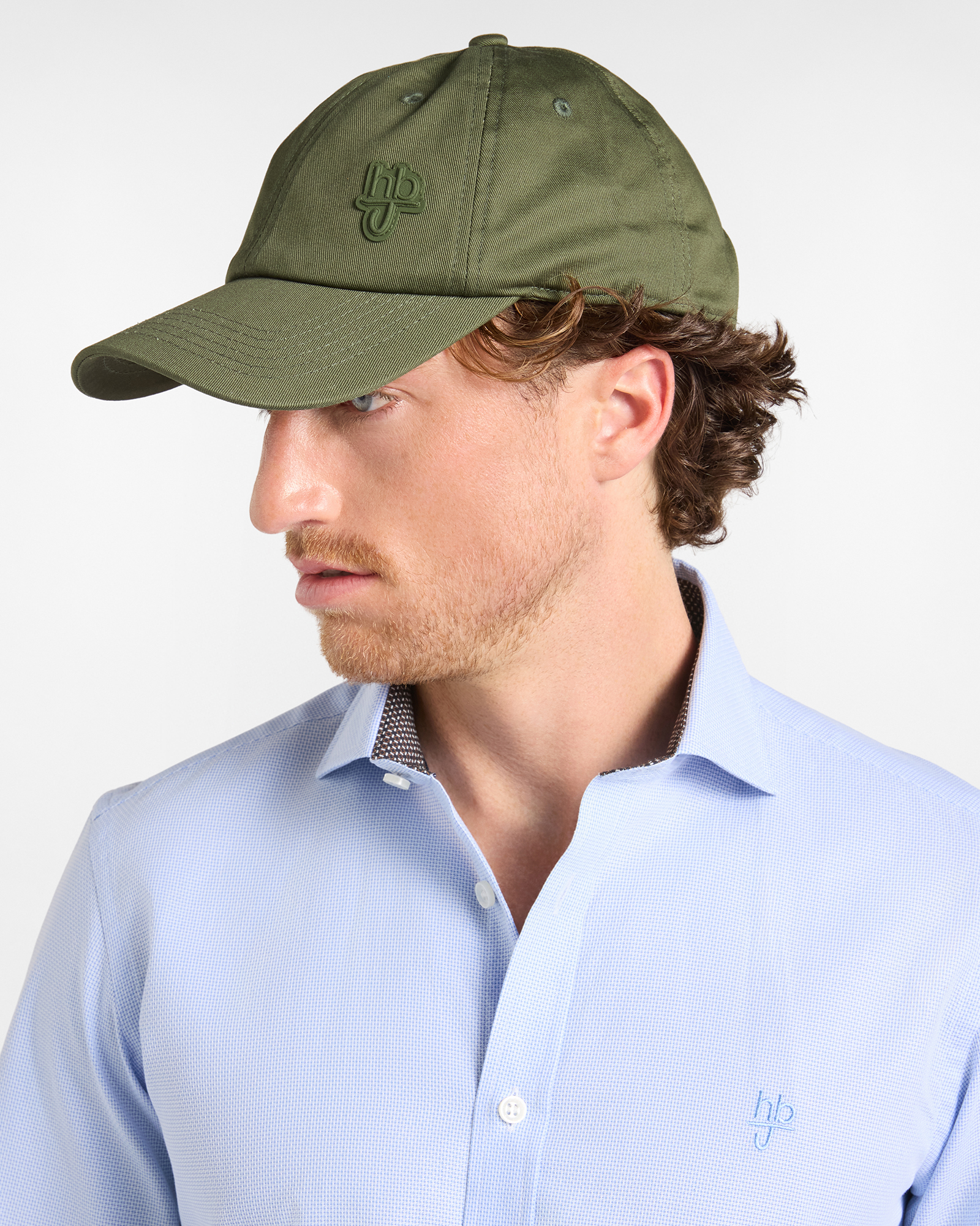 Baseball Cap HBJ Uomo con Patch Logo in Puro Cotone Verde