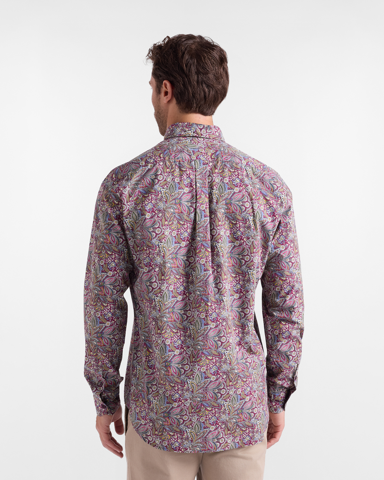 Camicia Uomo popeline stampa paisley Regular Fit, VIOLA SCURO, large