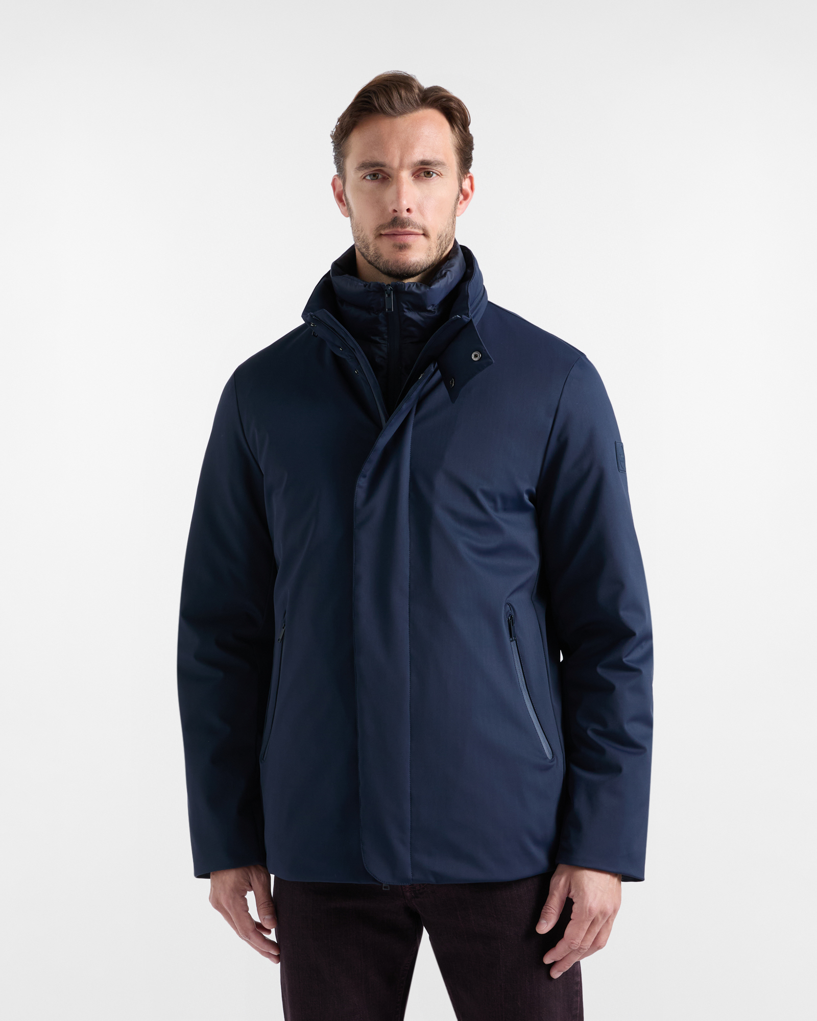 Field Jacket Uomo in Nylon Stretch Blu Navy