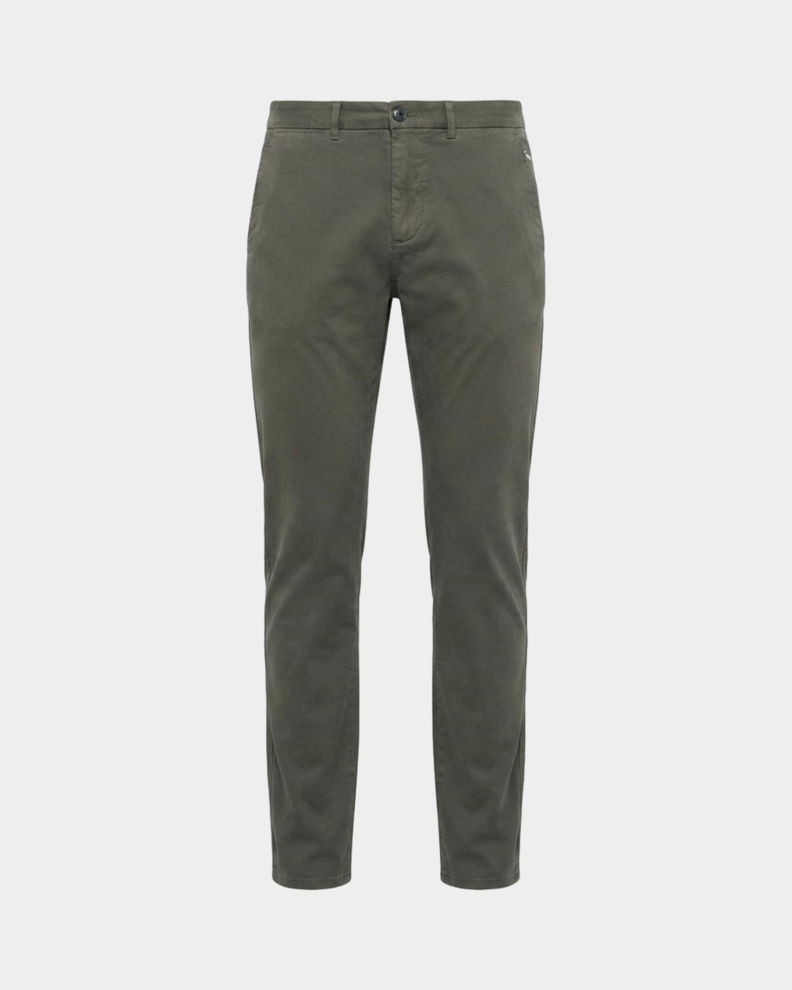 Pantalone Chino Uomo in cotone stretch Narrow Fit, VERDE SCURO, large