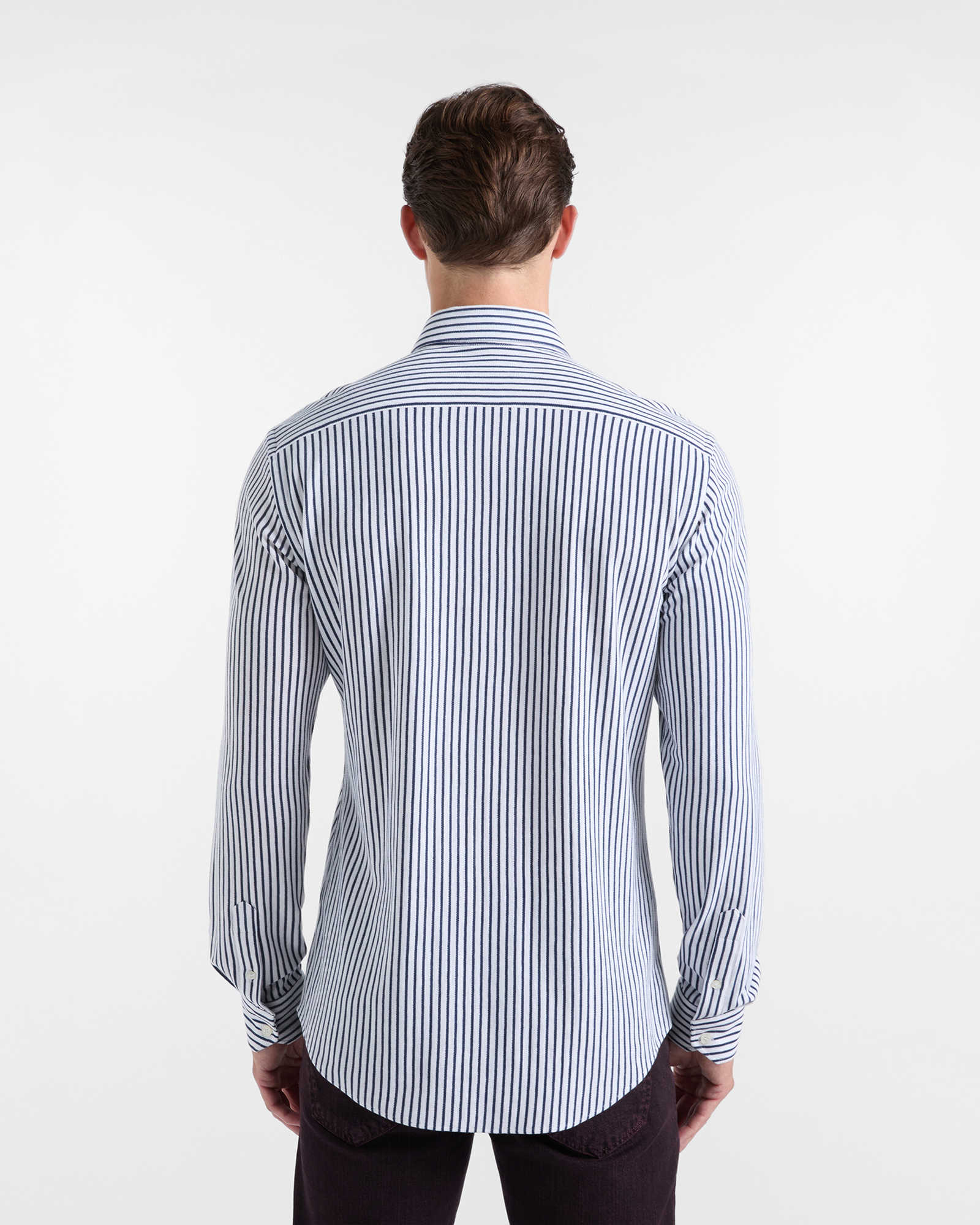 Camicia Uomo piquet riga tinto filo Narrow Fit, OCEAN, large