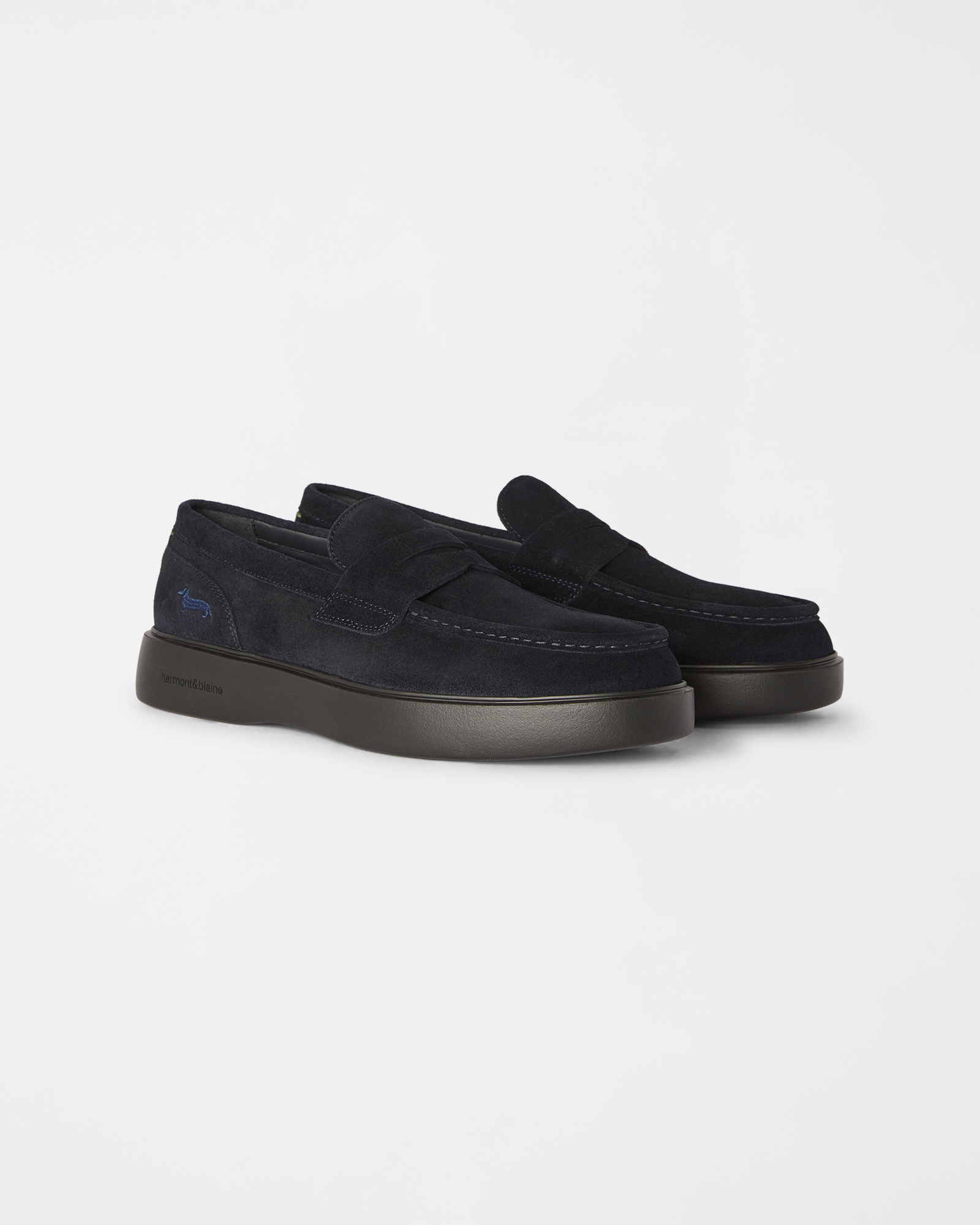 Mocassino Uomo Slip-On in Camoscio, BLU, large