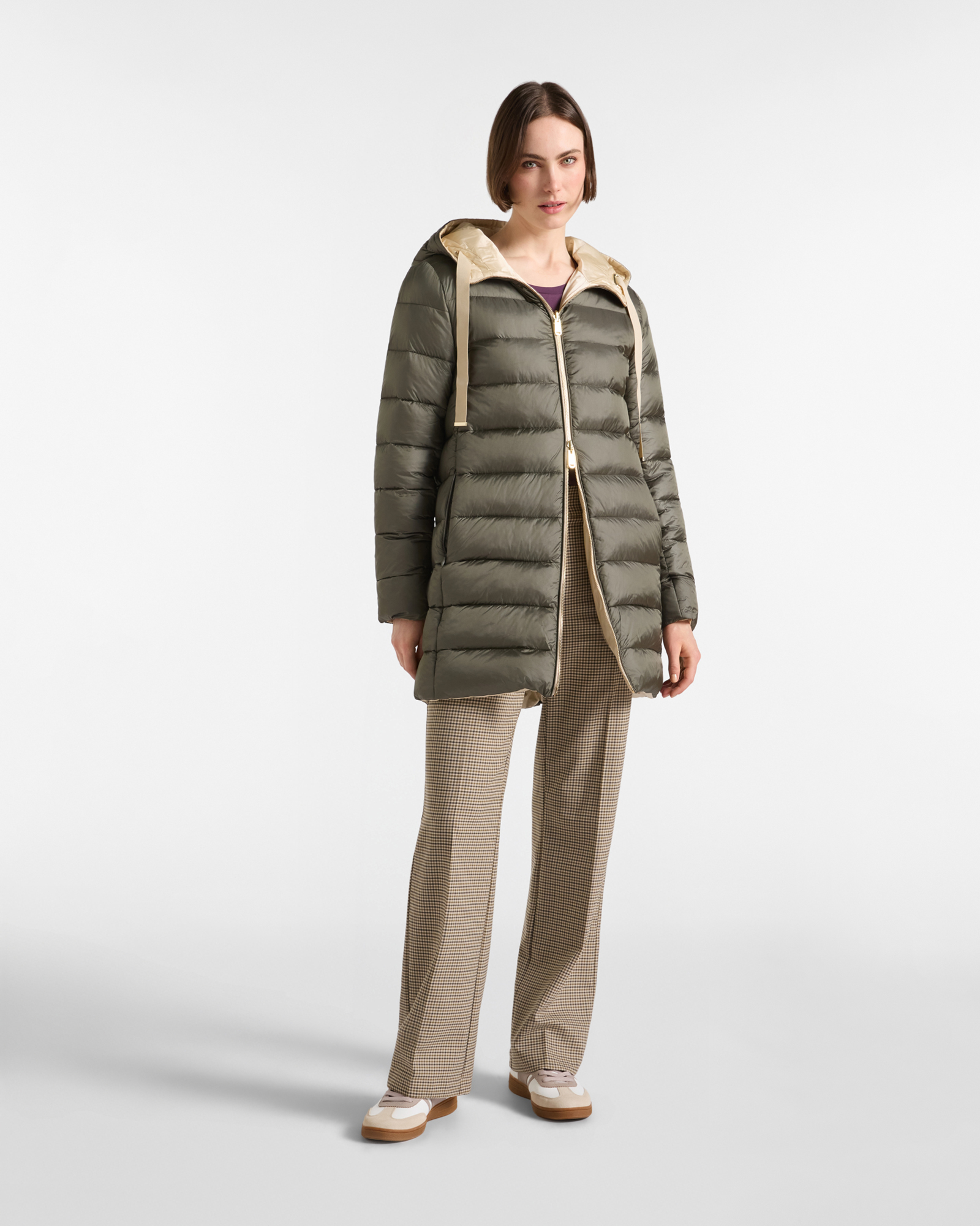 Giubbino Donna Imbottito Reversibile Bicolor, VERDE PETROLIO, large