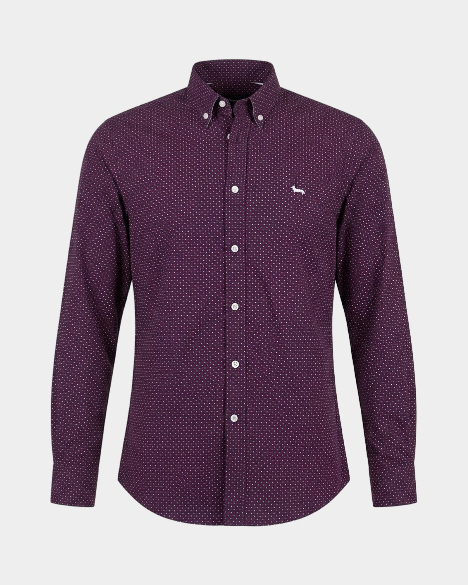 Camicia Uomo popeline microstampa geometrica Regular Fit rosso, ROSSO, large