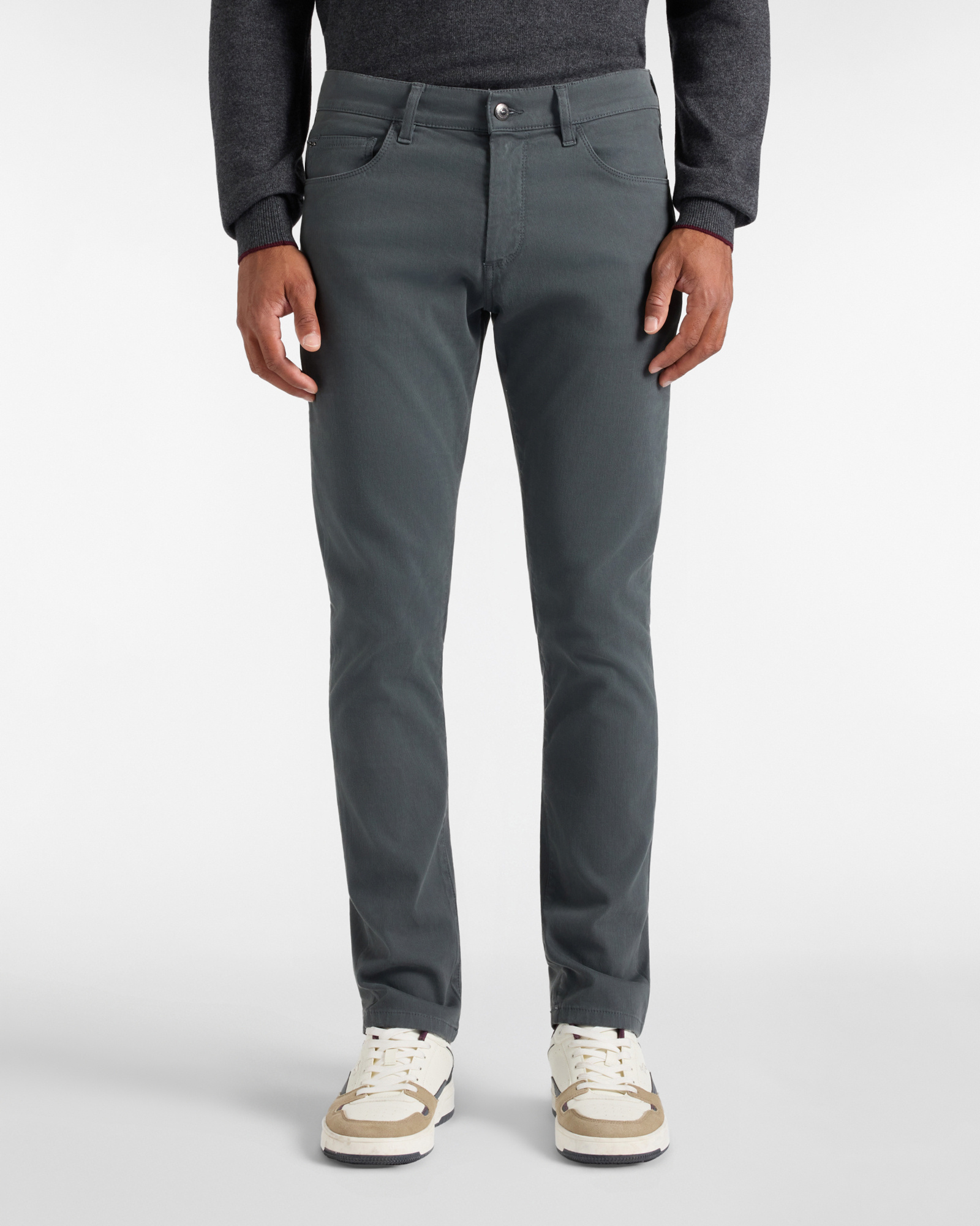 Pantalone Jeans 5 tasche Uomo in cotone stretch grigio Slim Fit Made in Italy