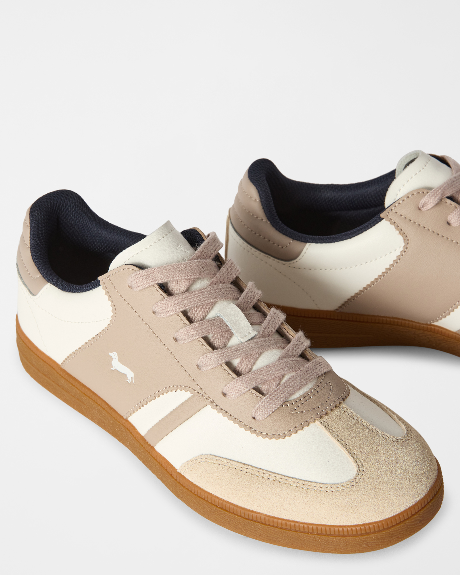 Sneaker Court Vintage da donna in vera Pelle, TORTORA, large