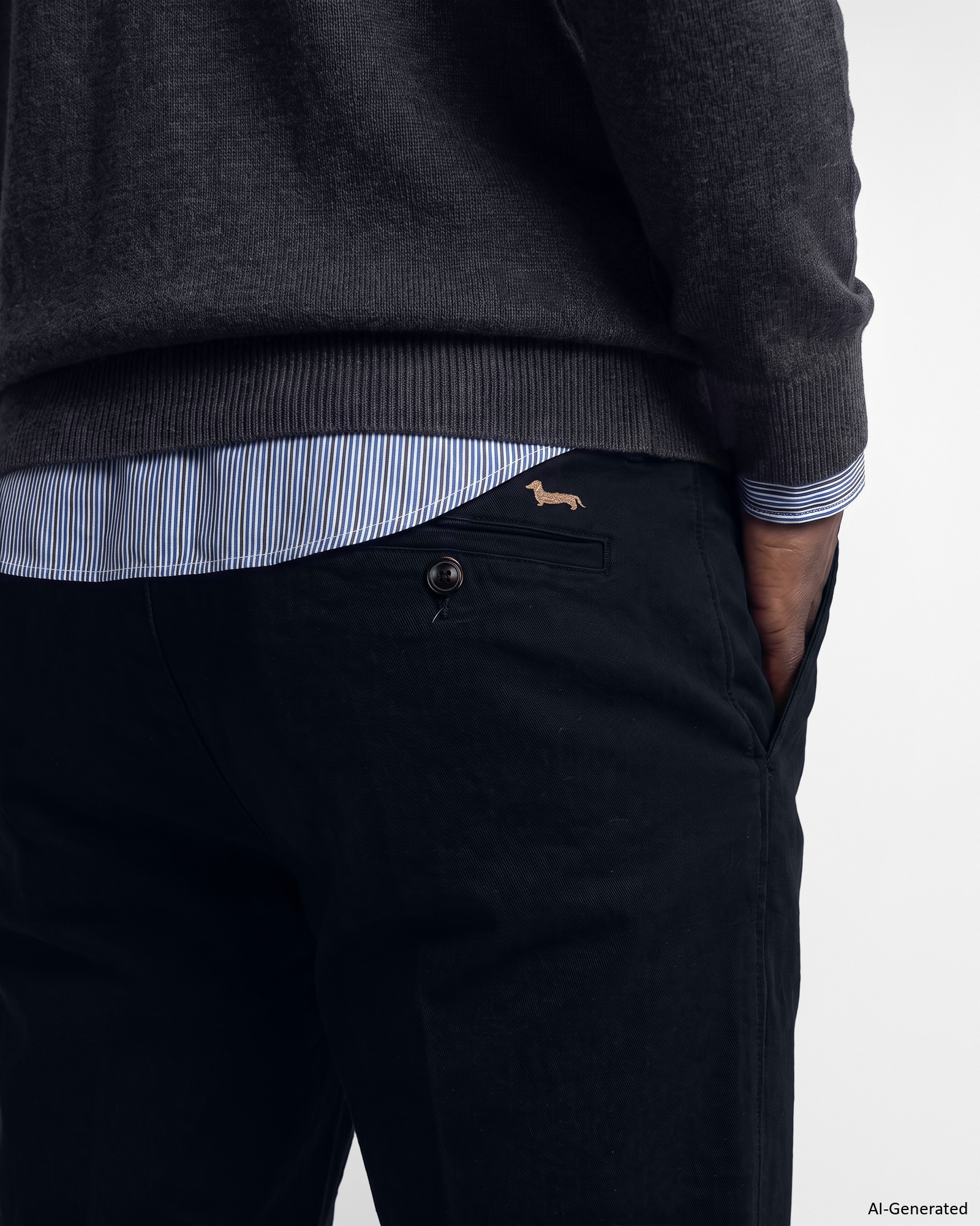 Pantalone Chino Uomo in cotone stretch Regular Fit, BLU NAVY, large
