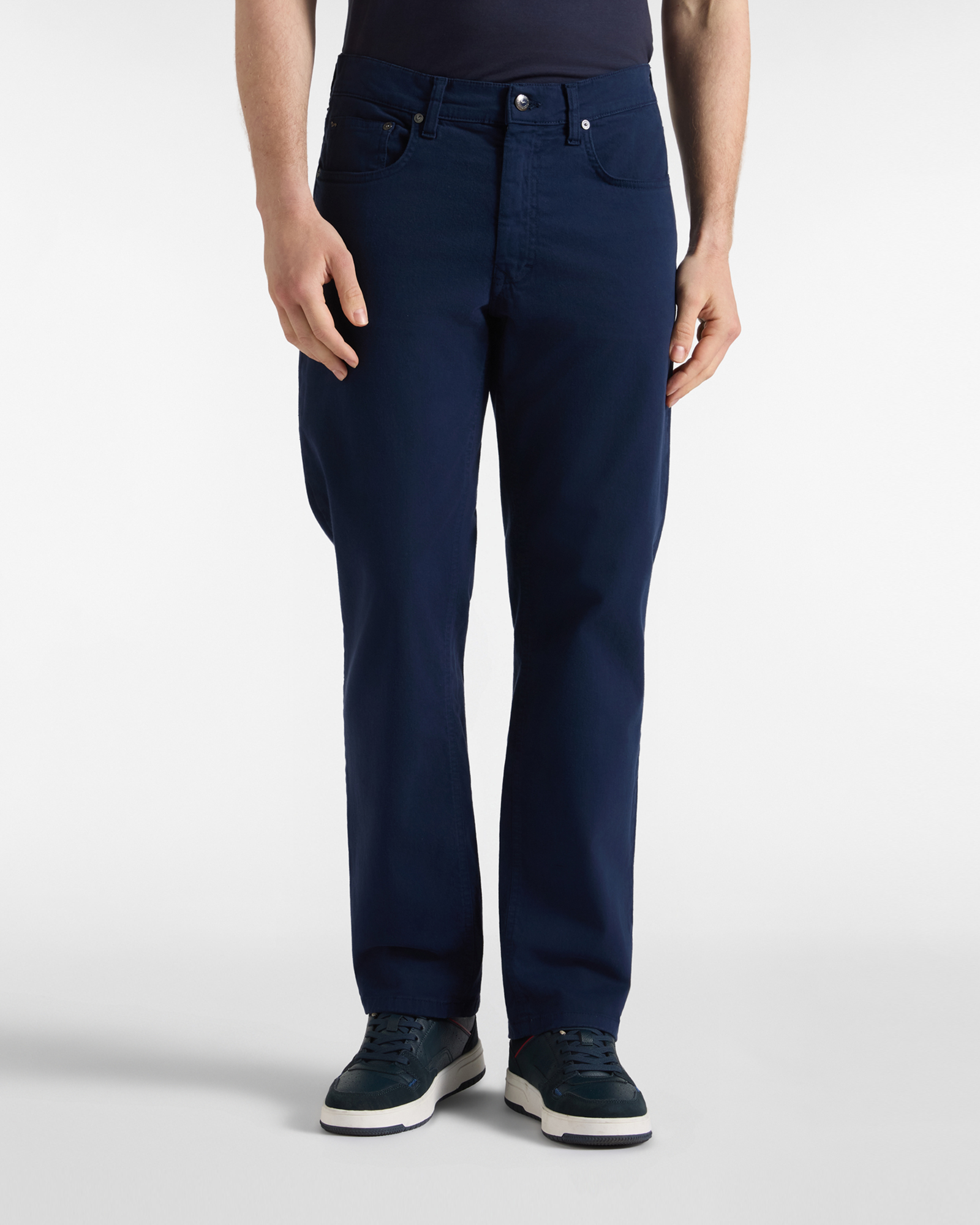 Pantalone Uomo 5 tasche in cotone stretch blu Regular Fit Made in Italy