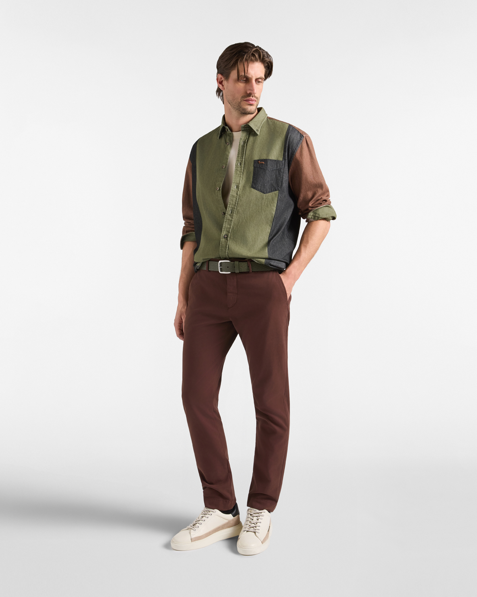 Pantalone Chino Uomo in cotone stretch  Narrow Fit, MARRONE SCURO, large