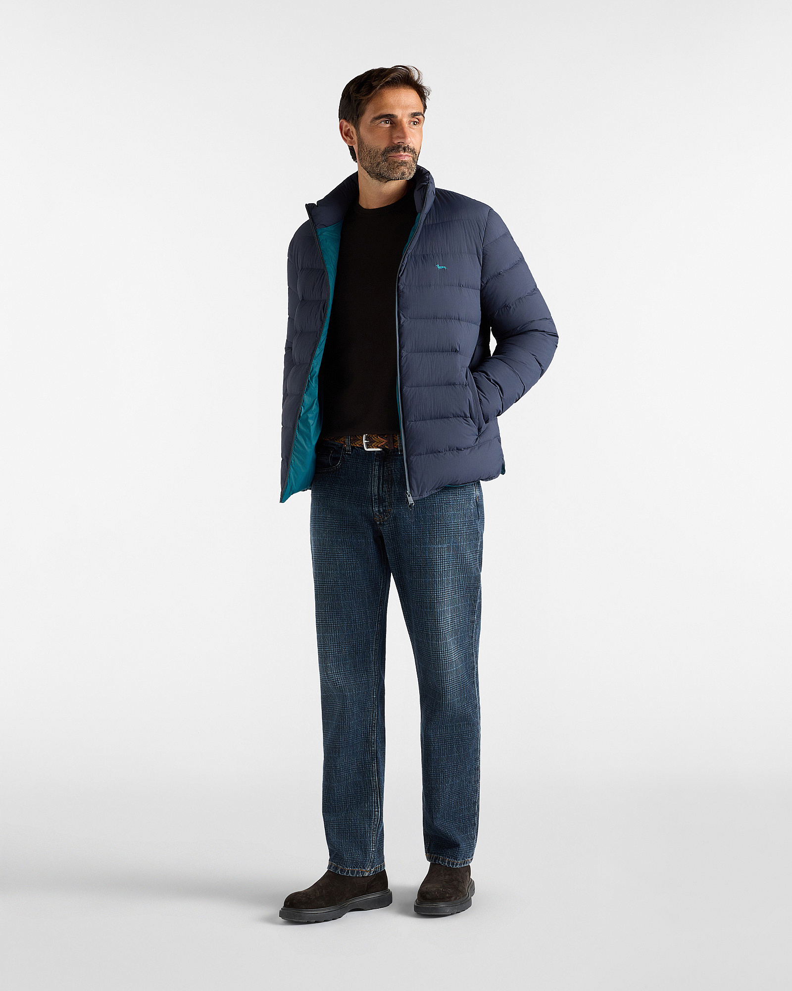 Bomber Uomo imbottito in nylon ripstop, BLU NAVY, large