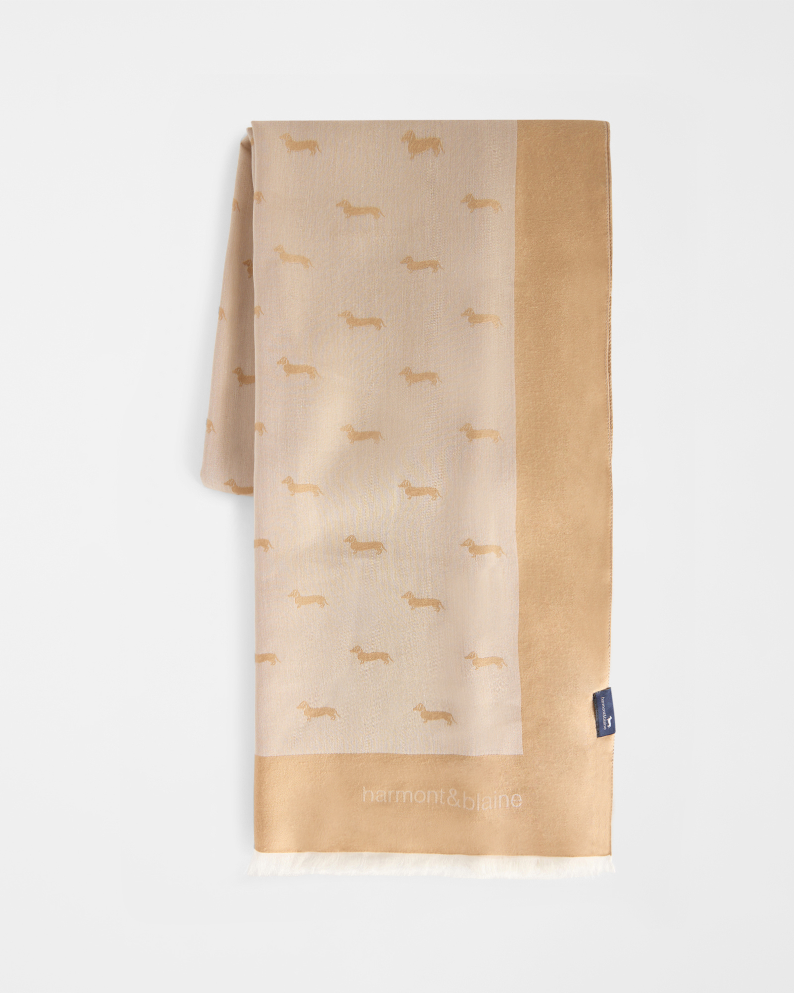 Sciarpa Uomo Monogram in Viscosa Beige con Jacquard Bassotto All-Over