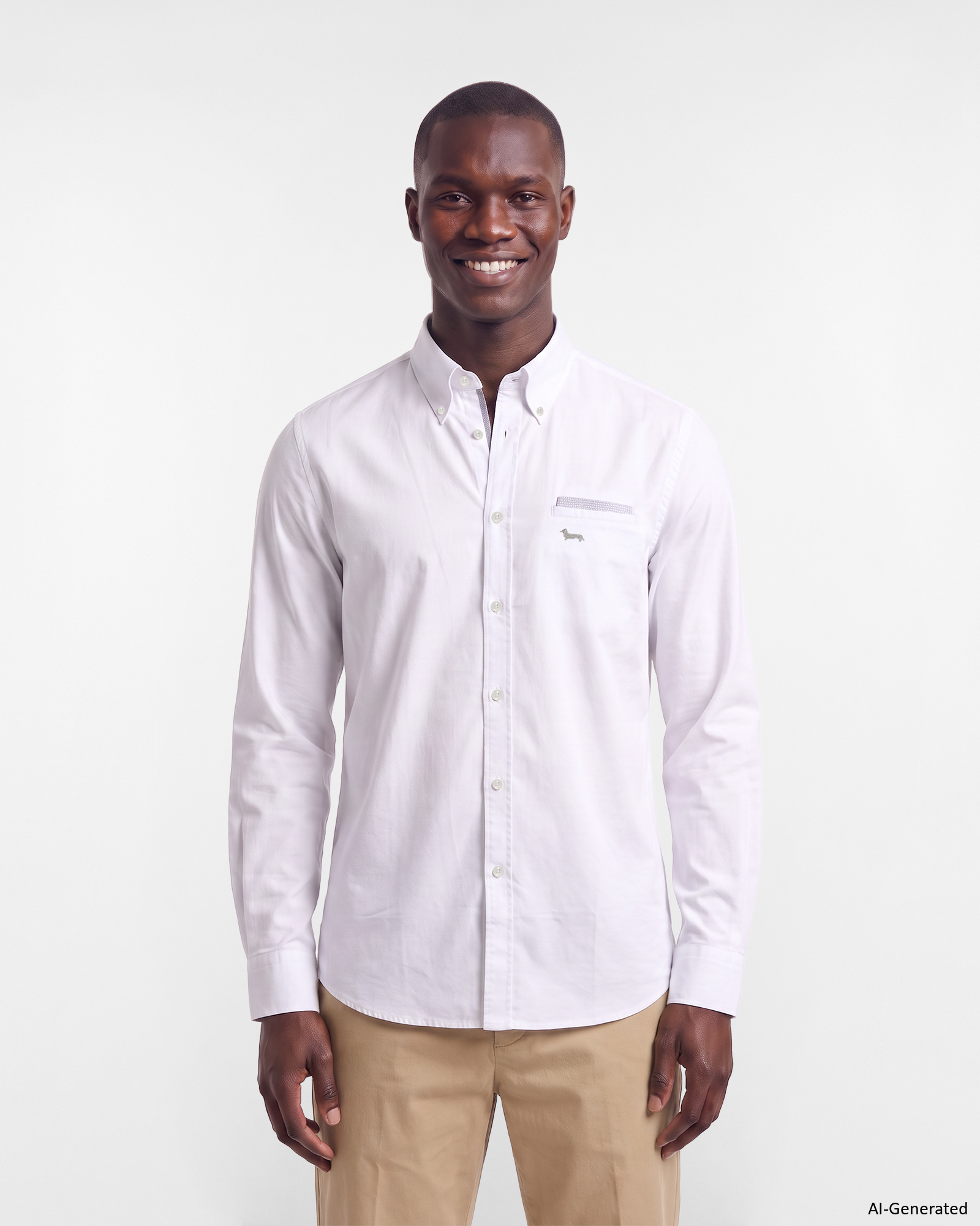 Camicia Uomo in oxford con pochette Regular Fit, BIANCO, large