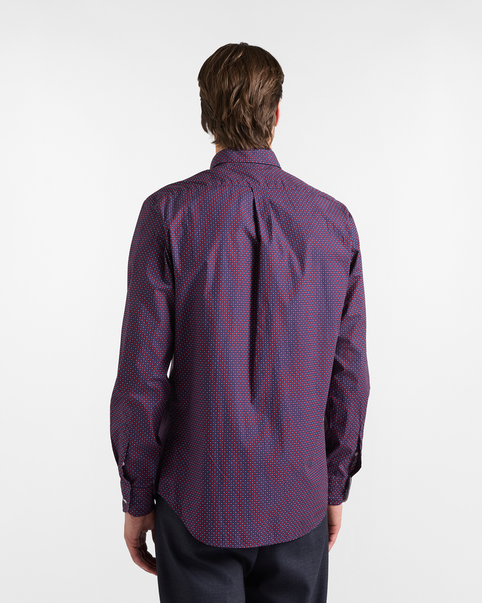 Camicia Uomo popeline microstampa geometrica Regular Fit rosso, ROSSO, large