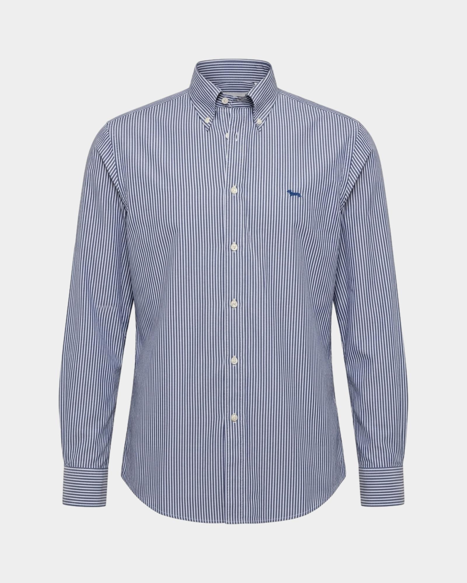 Camicia Uomo riga fondo colorato tinto filo Regular Fit blu, BLUETTE, large