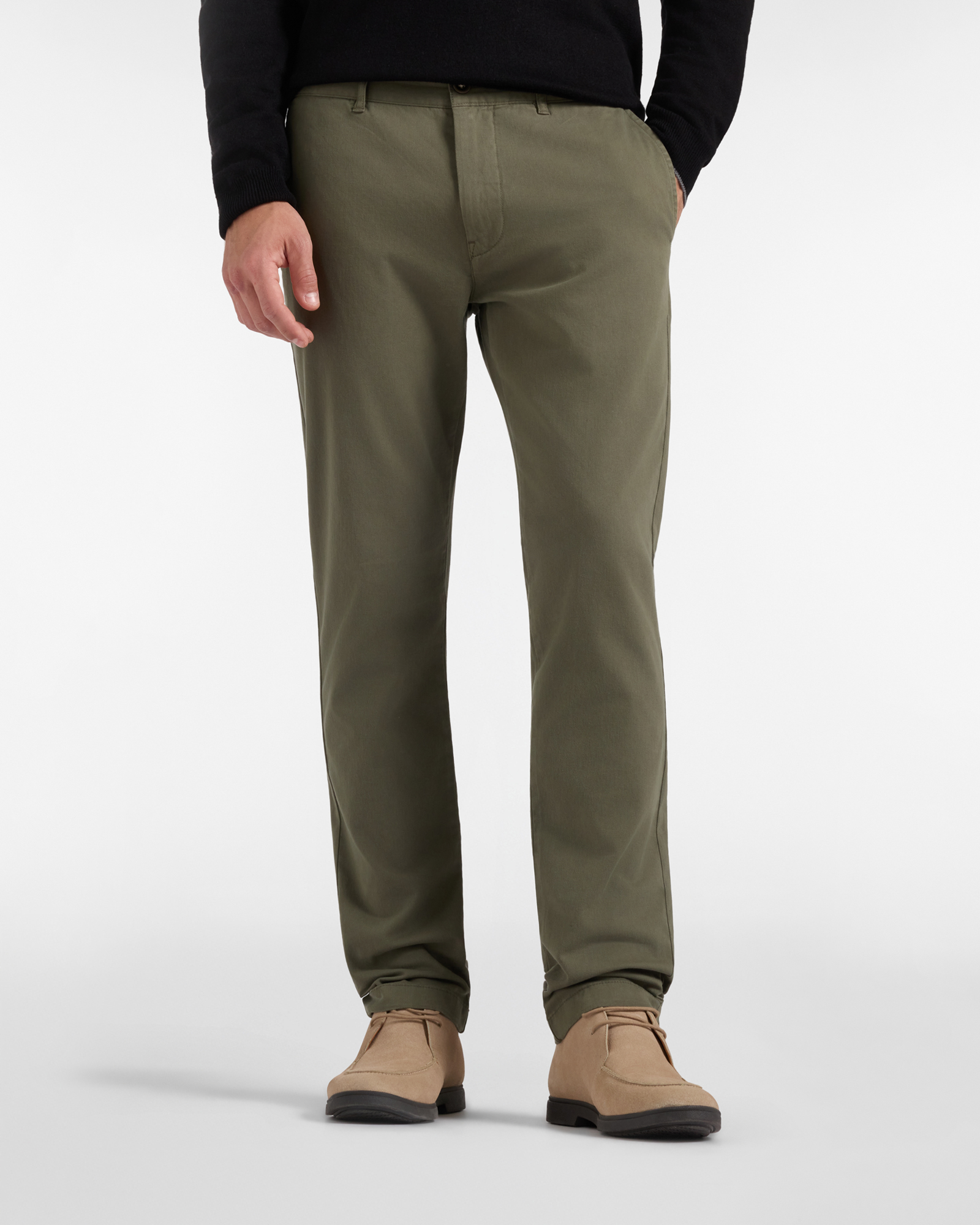 Pantalone Chino HBJ Uomo Narrow Fit in Gabardina di Cotone Stretch Verde