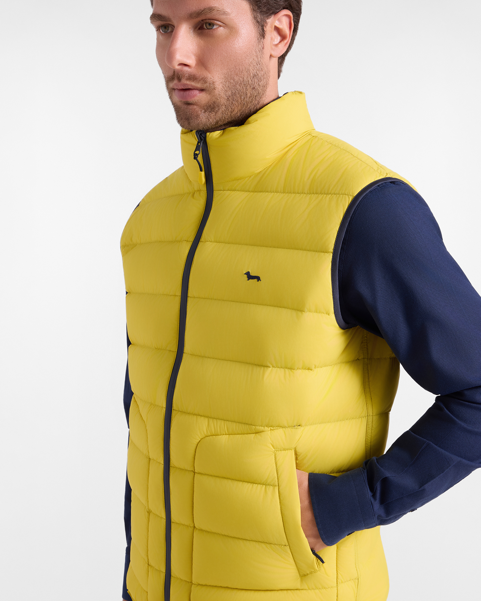 Gilet Uomo reversibile in nylon ripstop, GIALLO, large