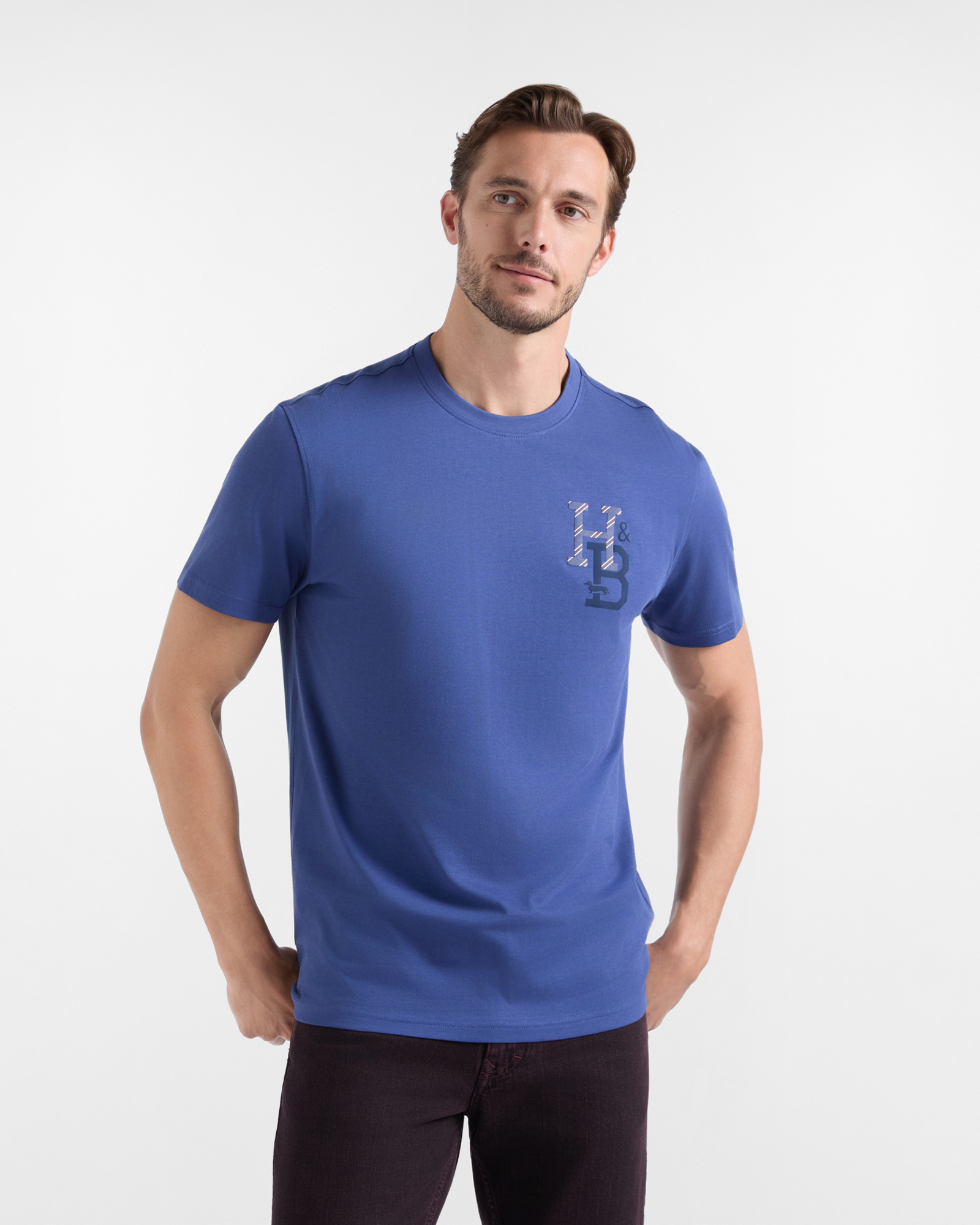 T-shirt Uomo in 100% puro cotone blu Regular Fit