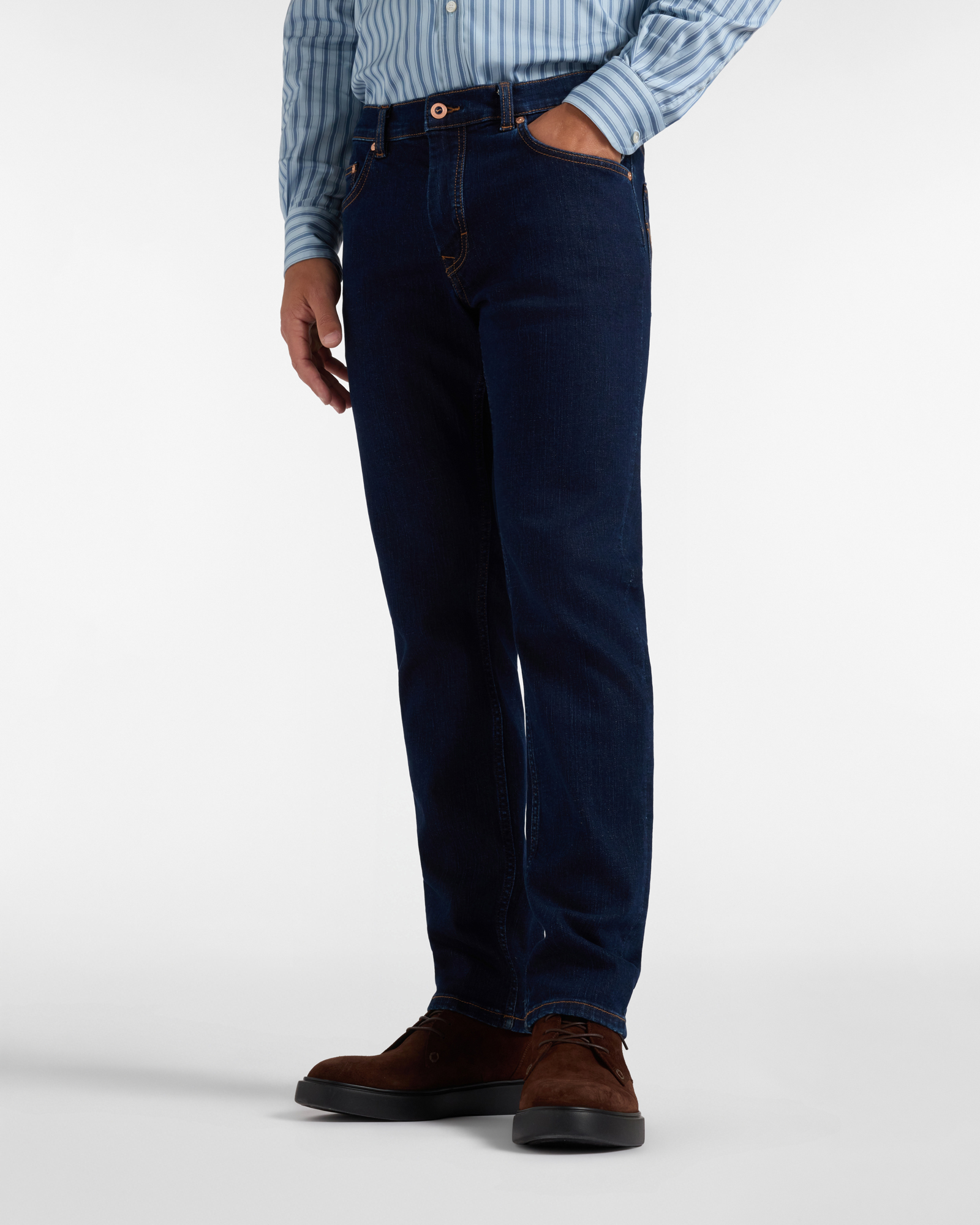 Pantalone Jeans 5 tasche Uomo in denim blu Narrow Fit