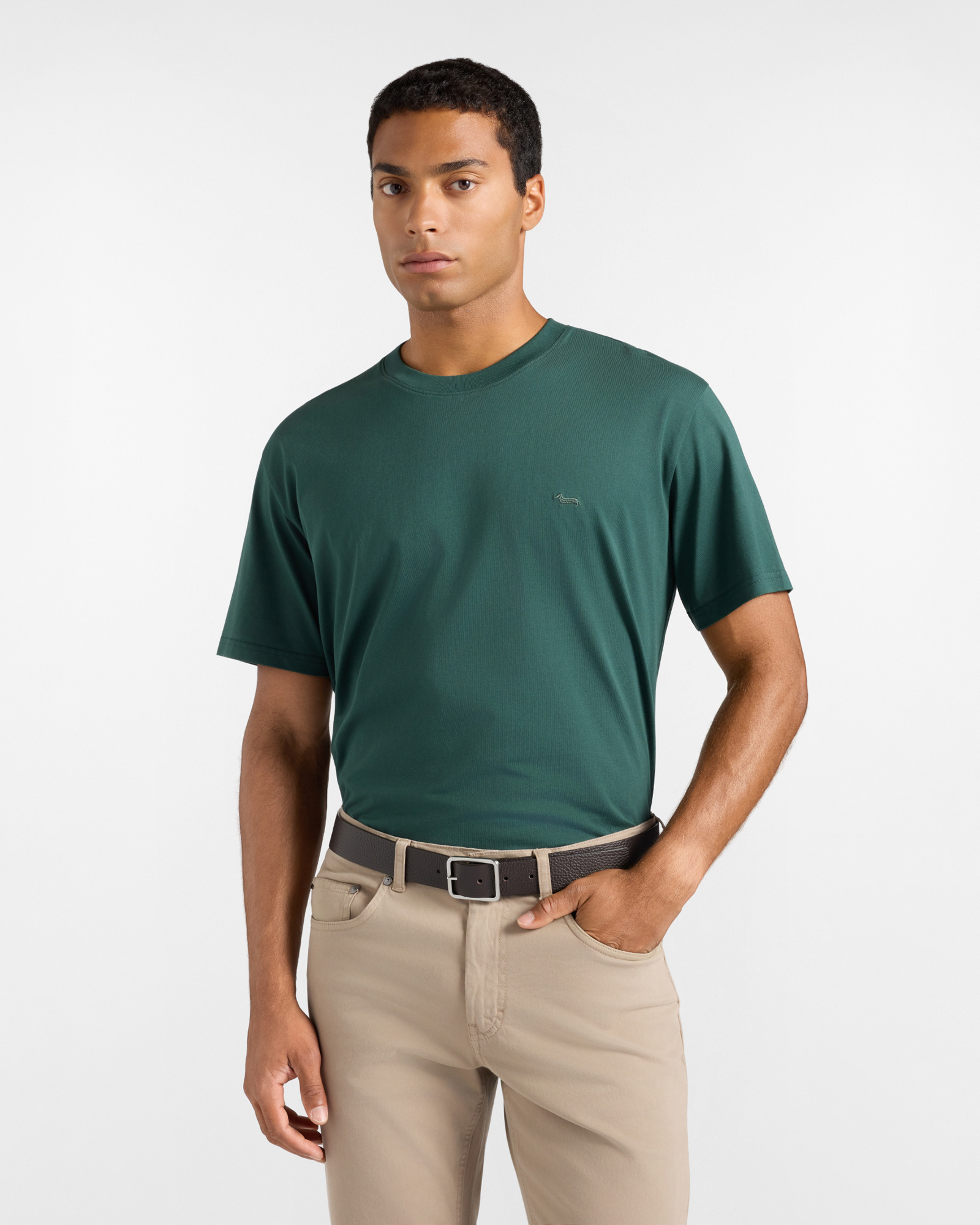 T-shirt Uomo in 100% puro cotone verde Relaxed Fit