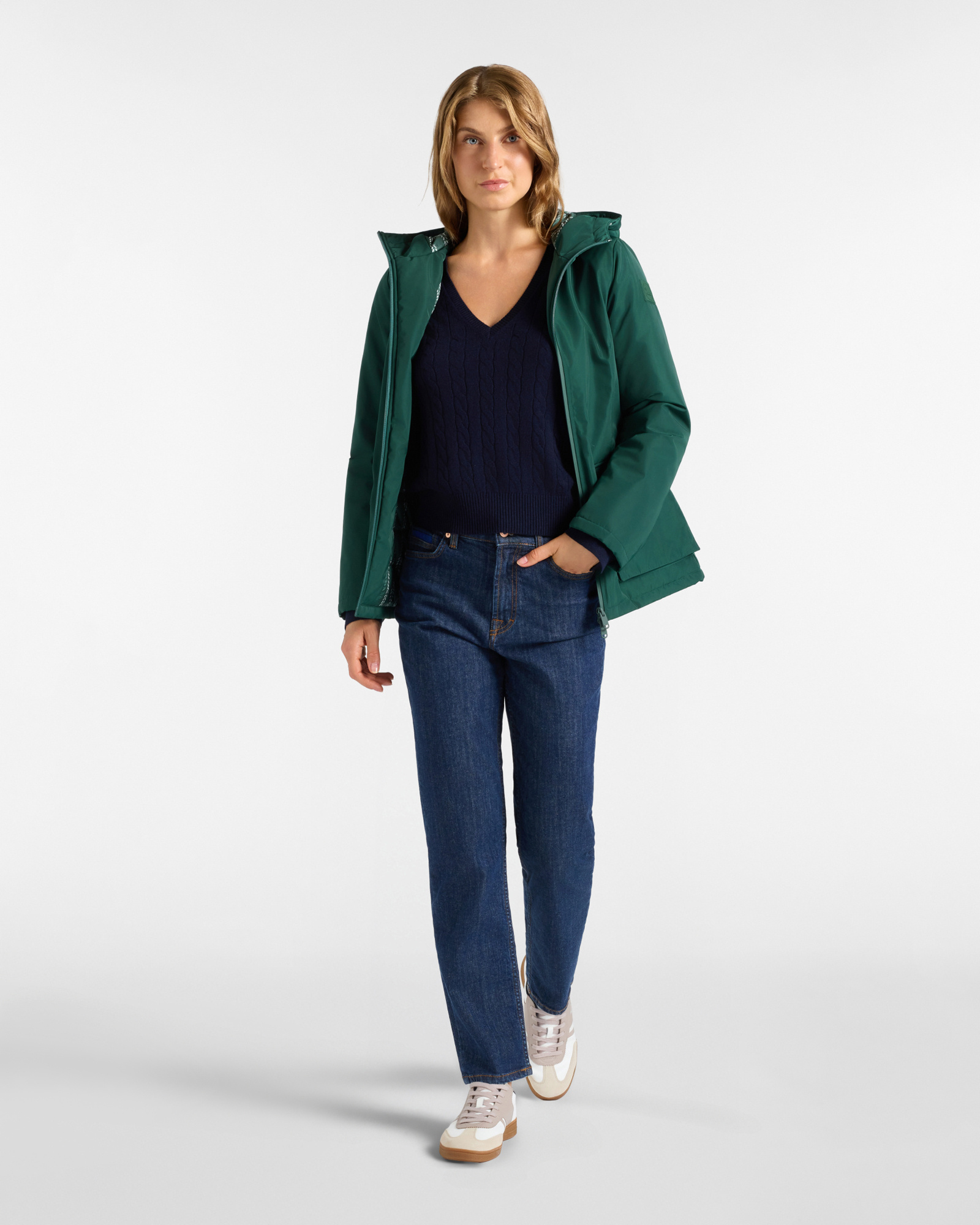 Maglia Donna con scollo a V in misto lana con cachemire  Regular Fit, BLU, large