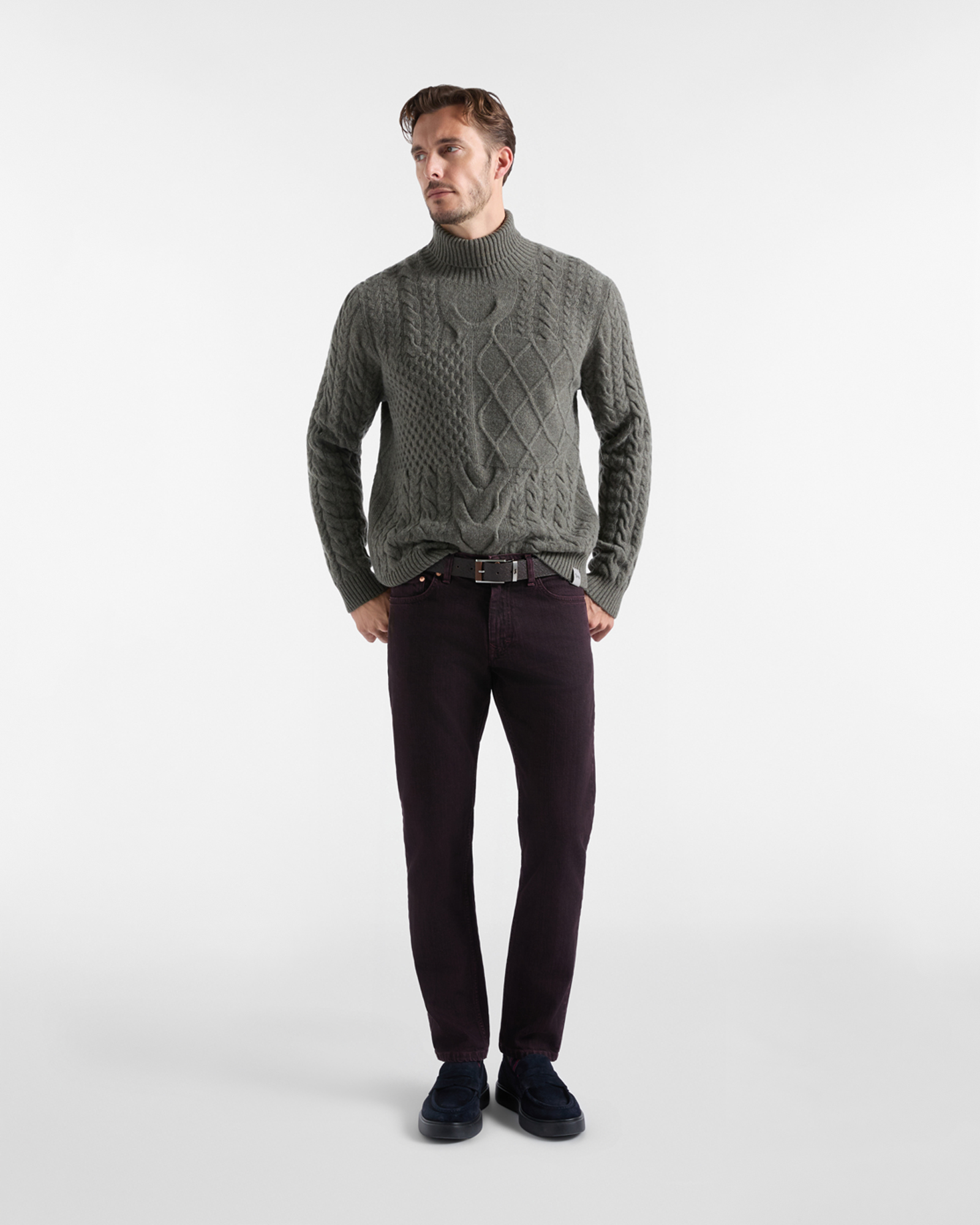 Dolcevita Uomo in 100% pura lana Regular Fit Made in Italy, VERDE PETROLIO, large