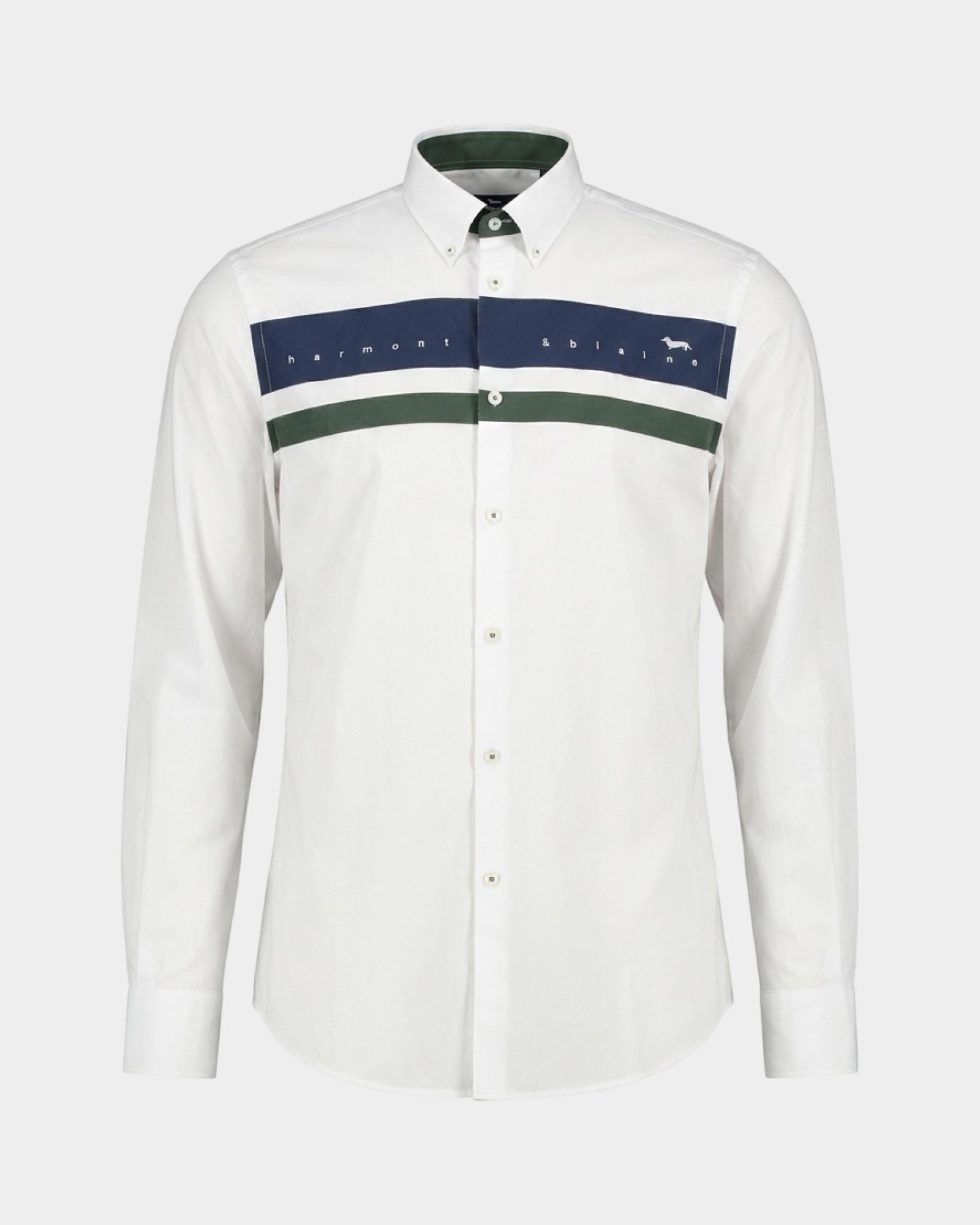 Camicia Uomo popeline peach con logo Regular Fit, BIANCO, large