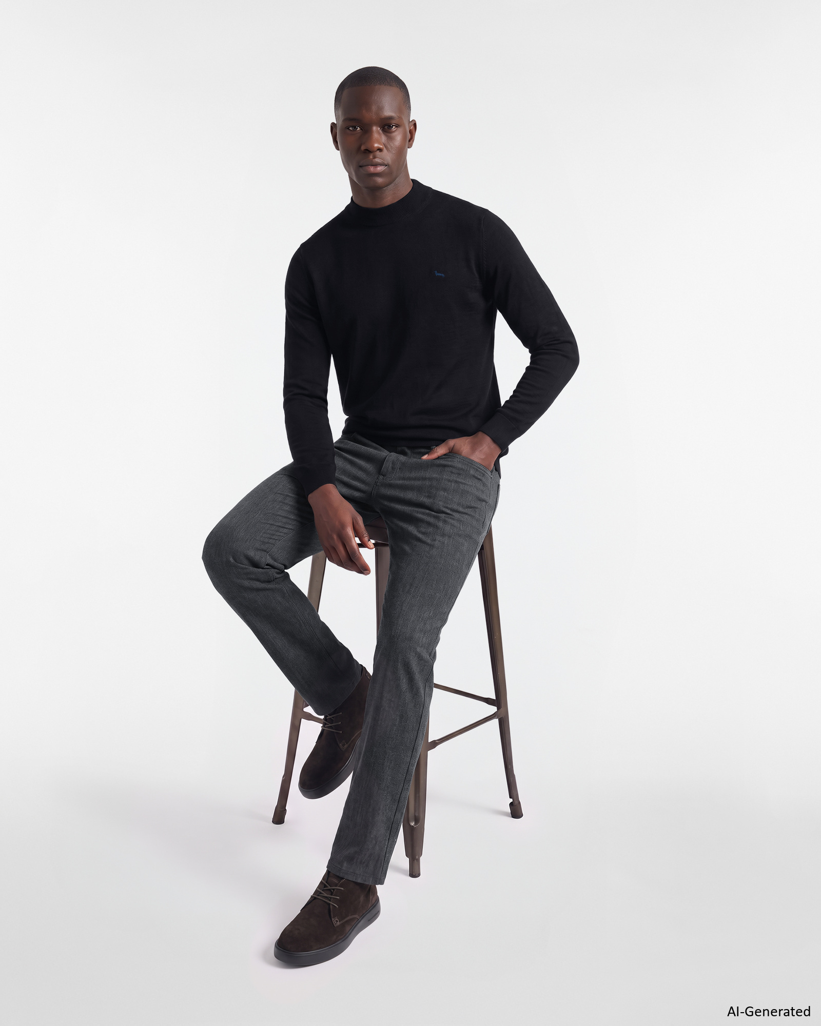 Maglia Uomo in 100% pura lana Regular Fit, BLU NAVY, large