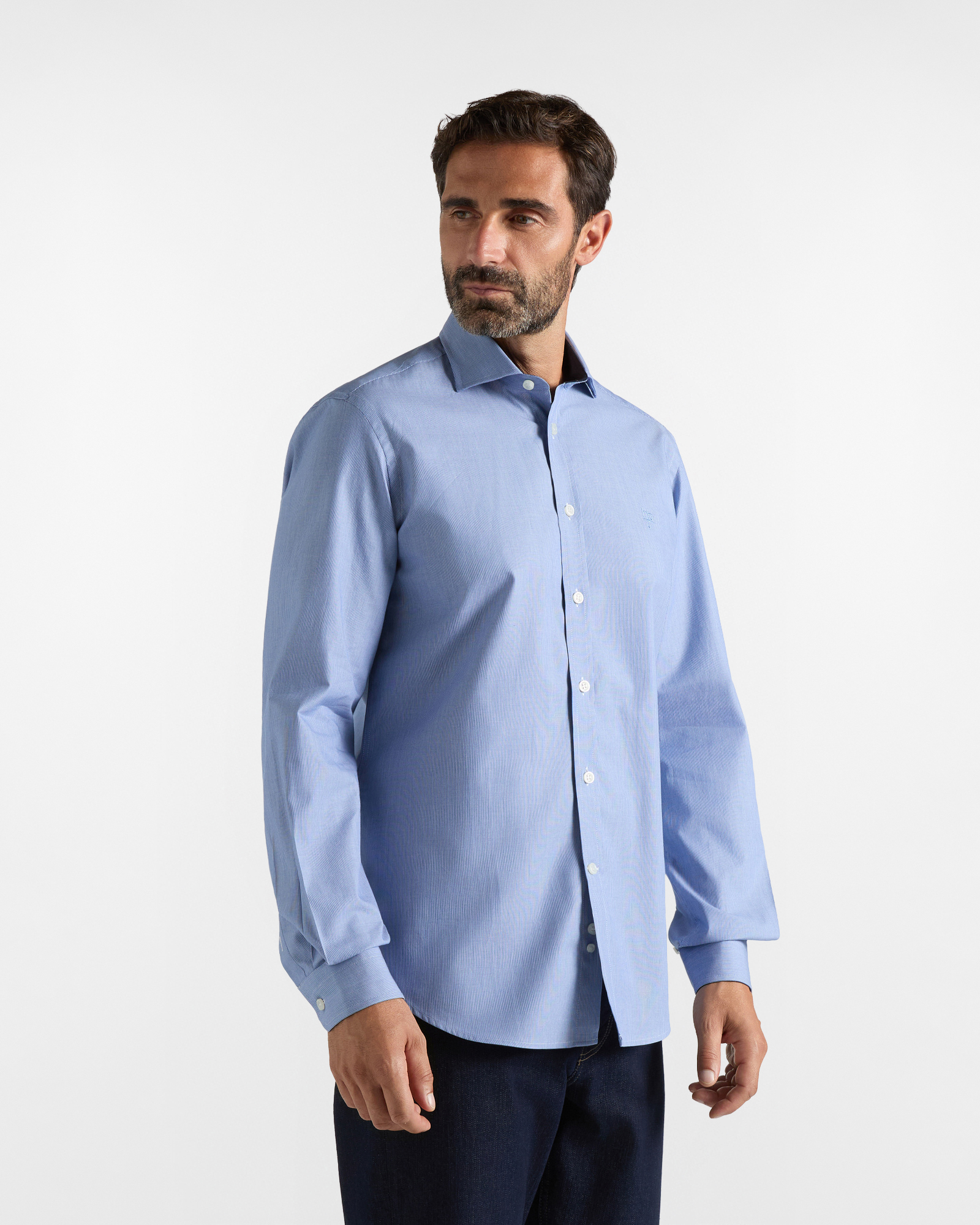 Camicia HBJ Uomo Narrow Fit con collo French in puro cotone celeste sky