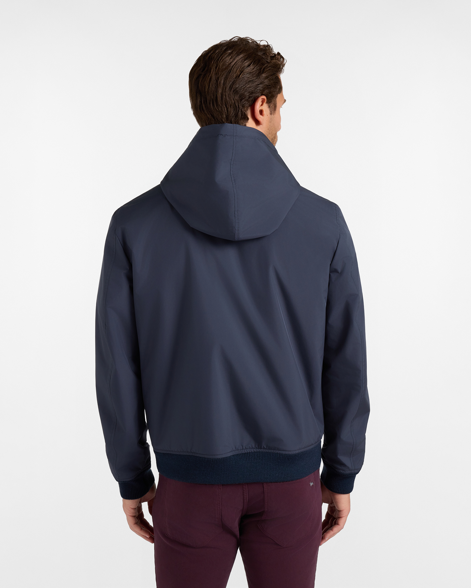 Giubbino da uomo reversibile in misto lana blu Principe di Galles, BLU NAVY, large