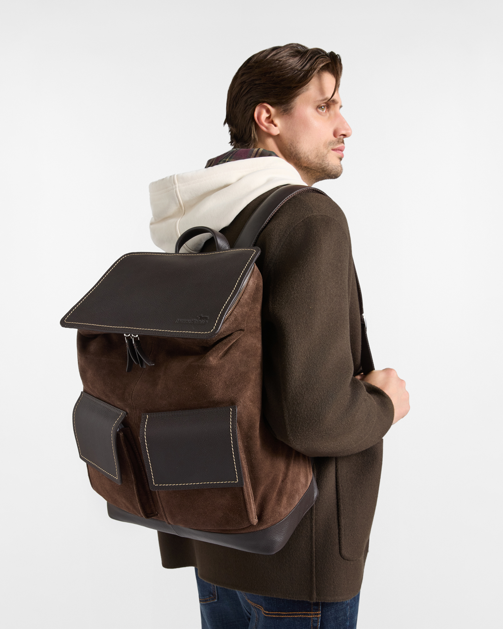 Zaino Uomo backpack in vera pelle testa di moro