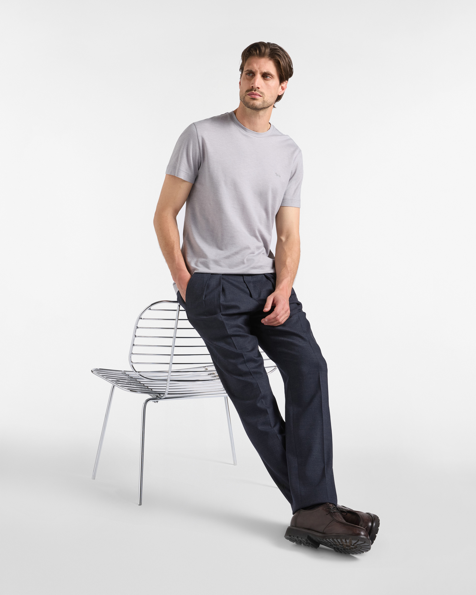 T-shirt Uomo in misto cotone e Lyocell&reg; Regular Fit, GRIGIO, large