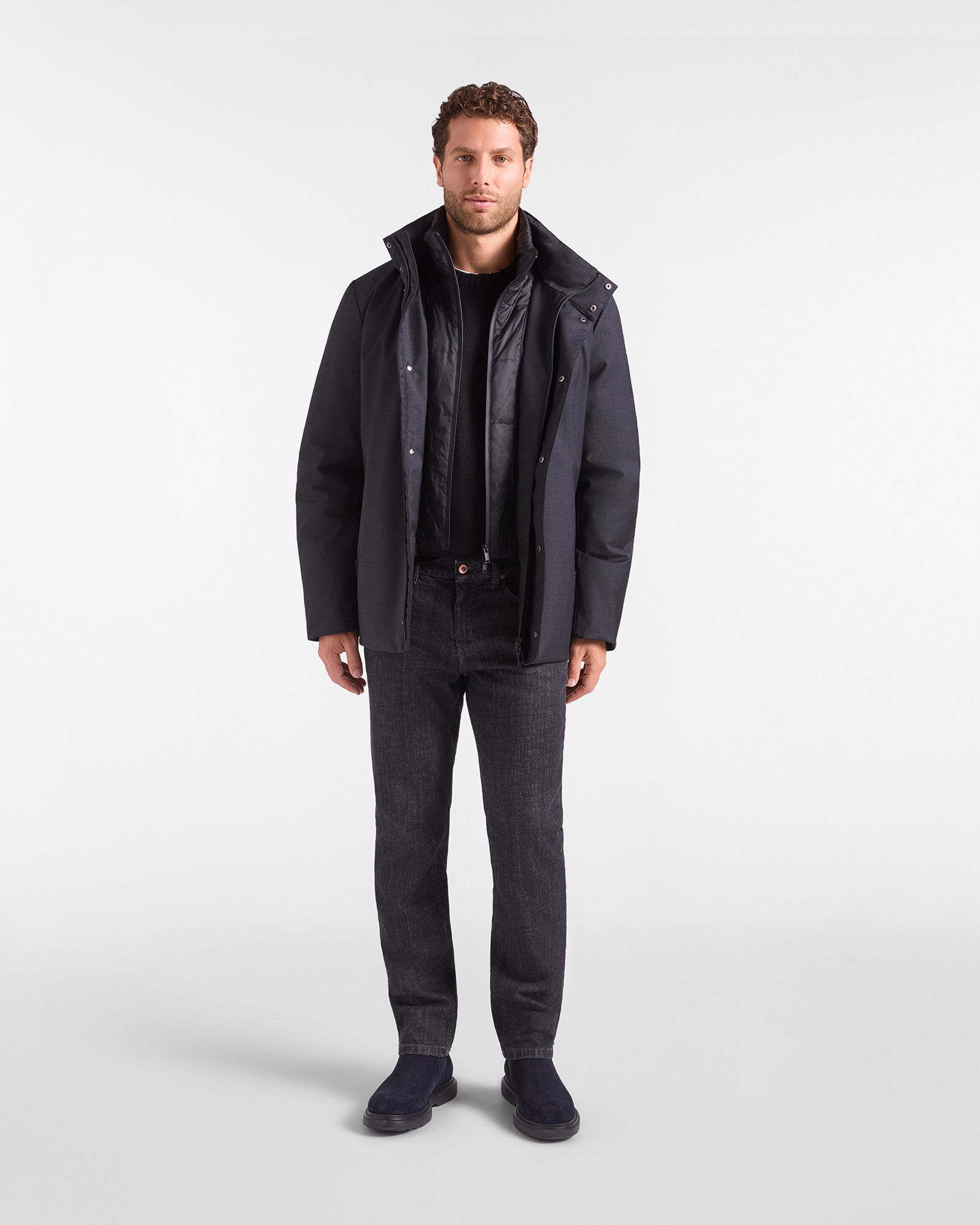 Field Jacket Uomo in Misto Lana Tecnica, ANTRACITE, large