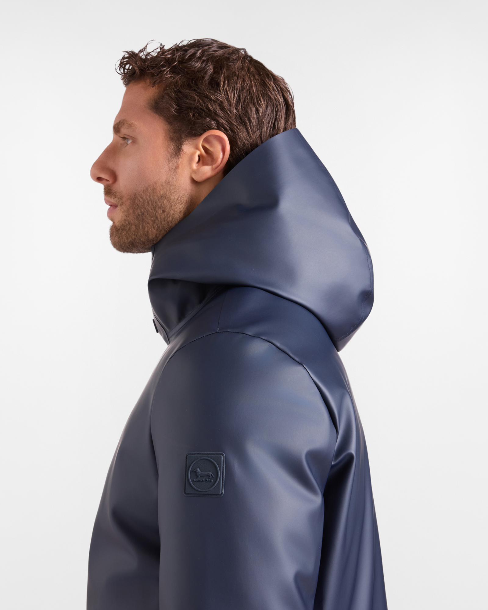 Trench Uomo tessuto spalmato, BLU NAVY, large