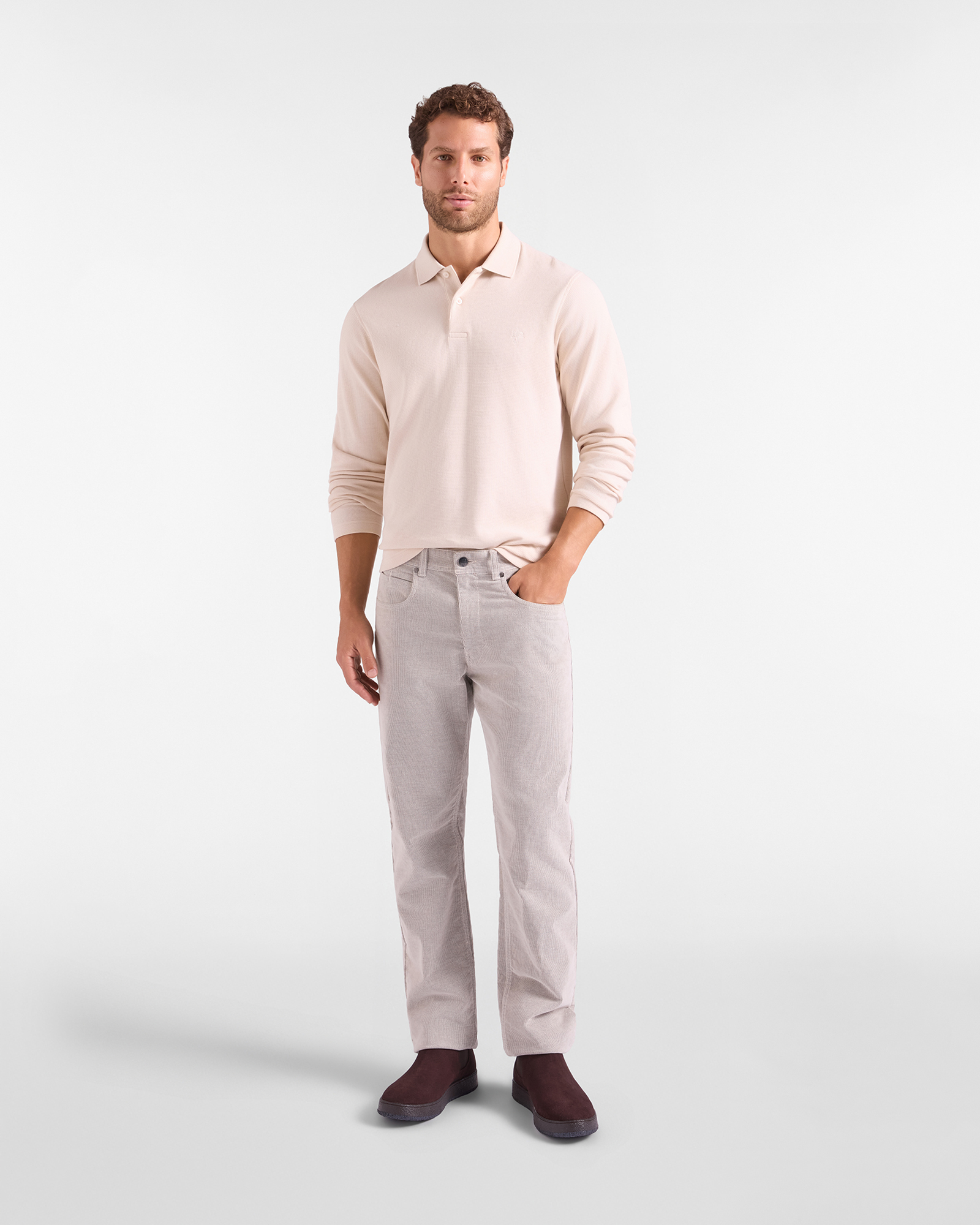 Polo HBJ Uomo in Jersey Jacquard di Puro Cotone, BIANCO, large