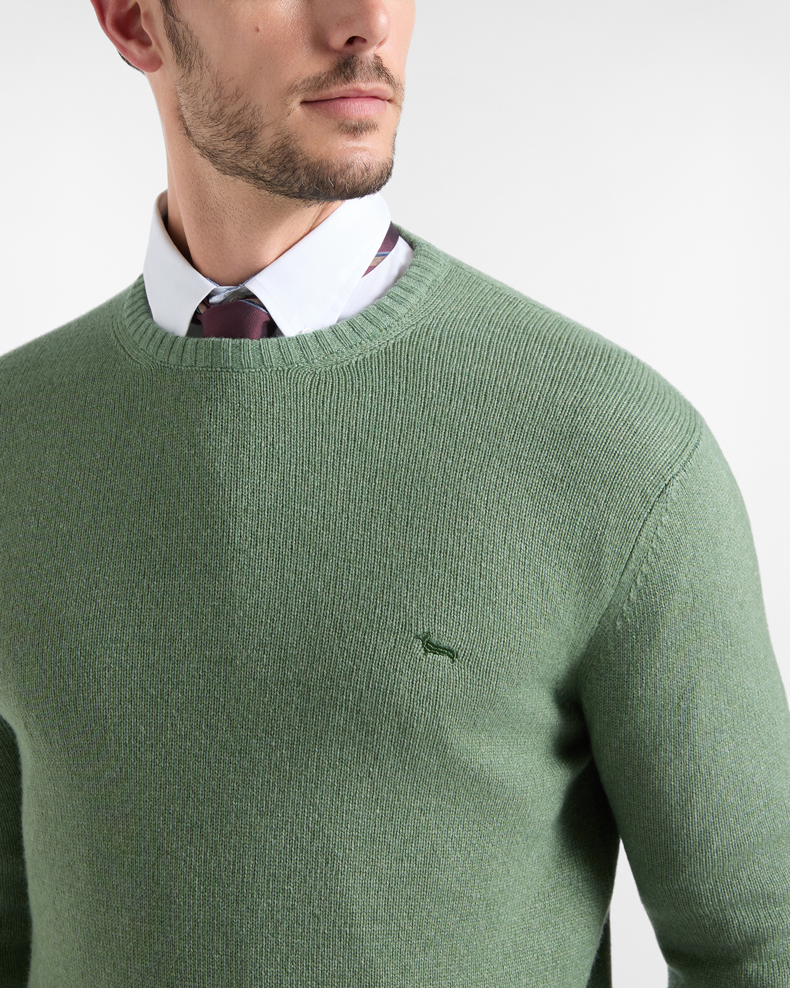 Maglia Uomo in misto lana Regular Fit Made in Italy, VERDE SPORT, large