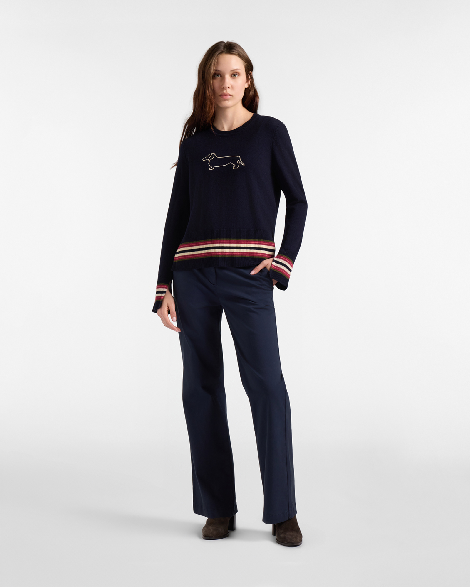 Maglia Donna in misto lana Regular Fit Made in Italy, BLU, large
