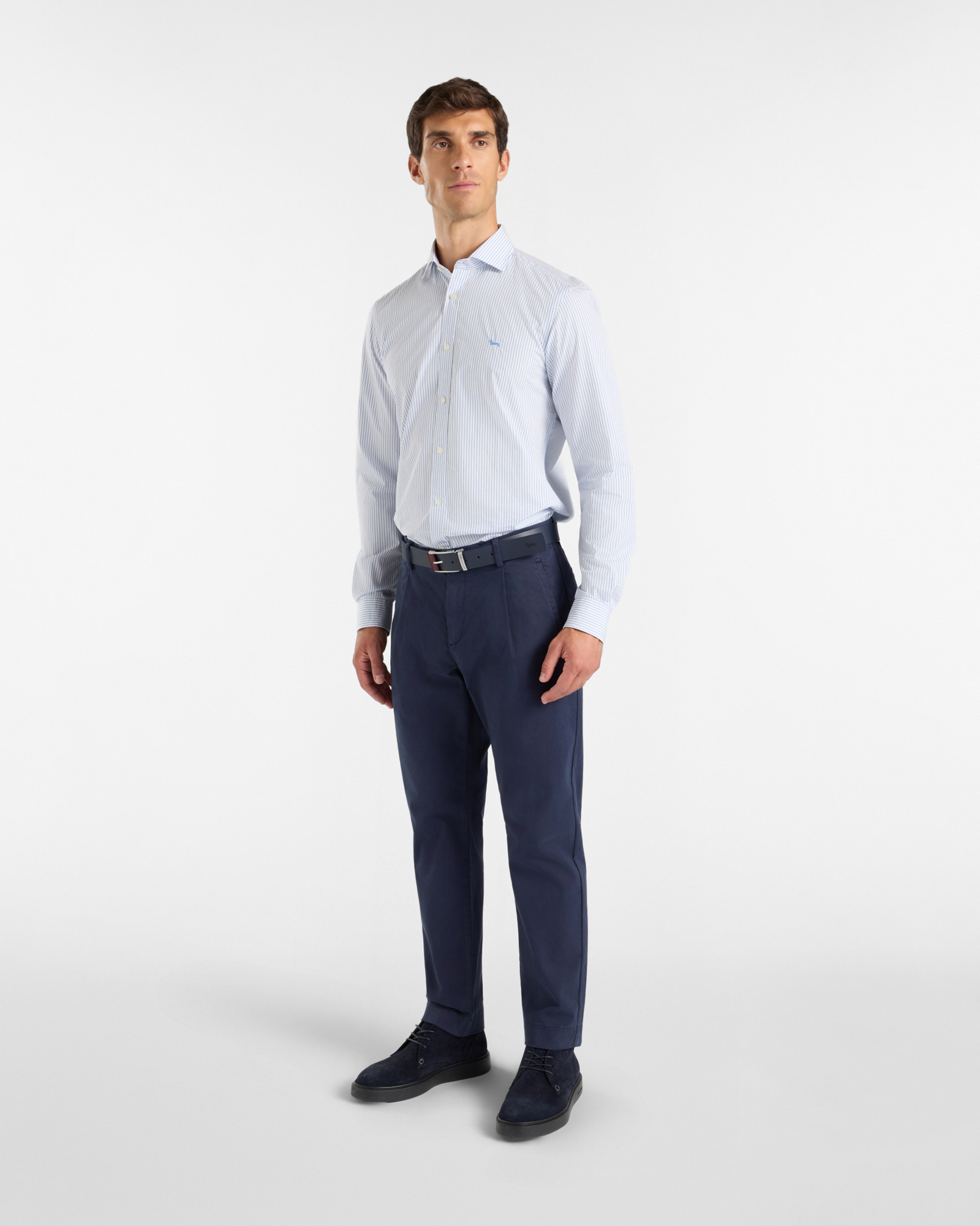 Pantalone Chino Uomo in cotone stretch D-Fit, BLU NAVY, large