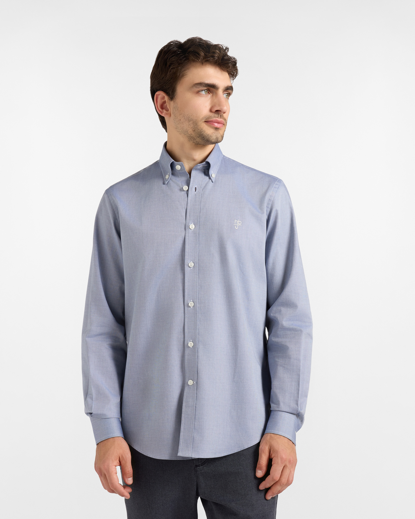 Camicia HBJ Uomo Regular Fit con collo Montecarlo in puro cotone celeste