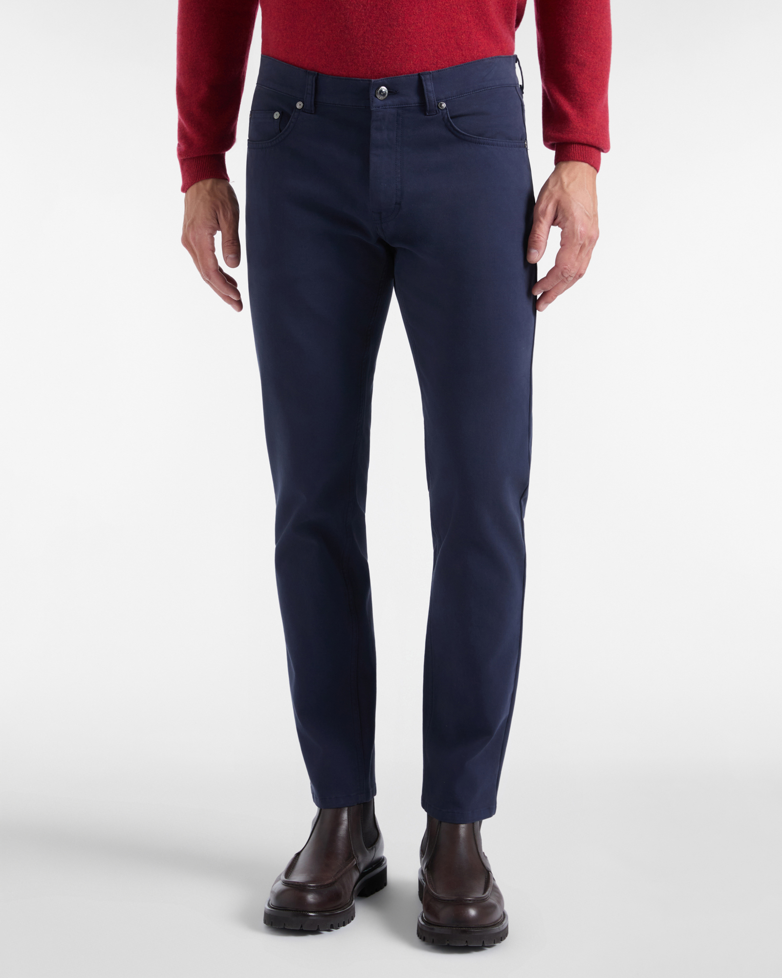 Pantalone Jeans 5 tasche Uomo in cotone stretch blu Narrow Fit