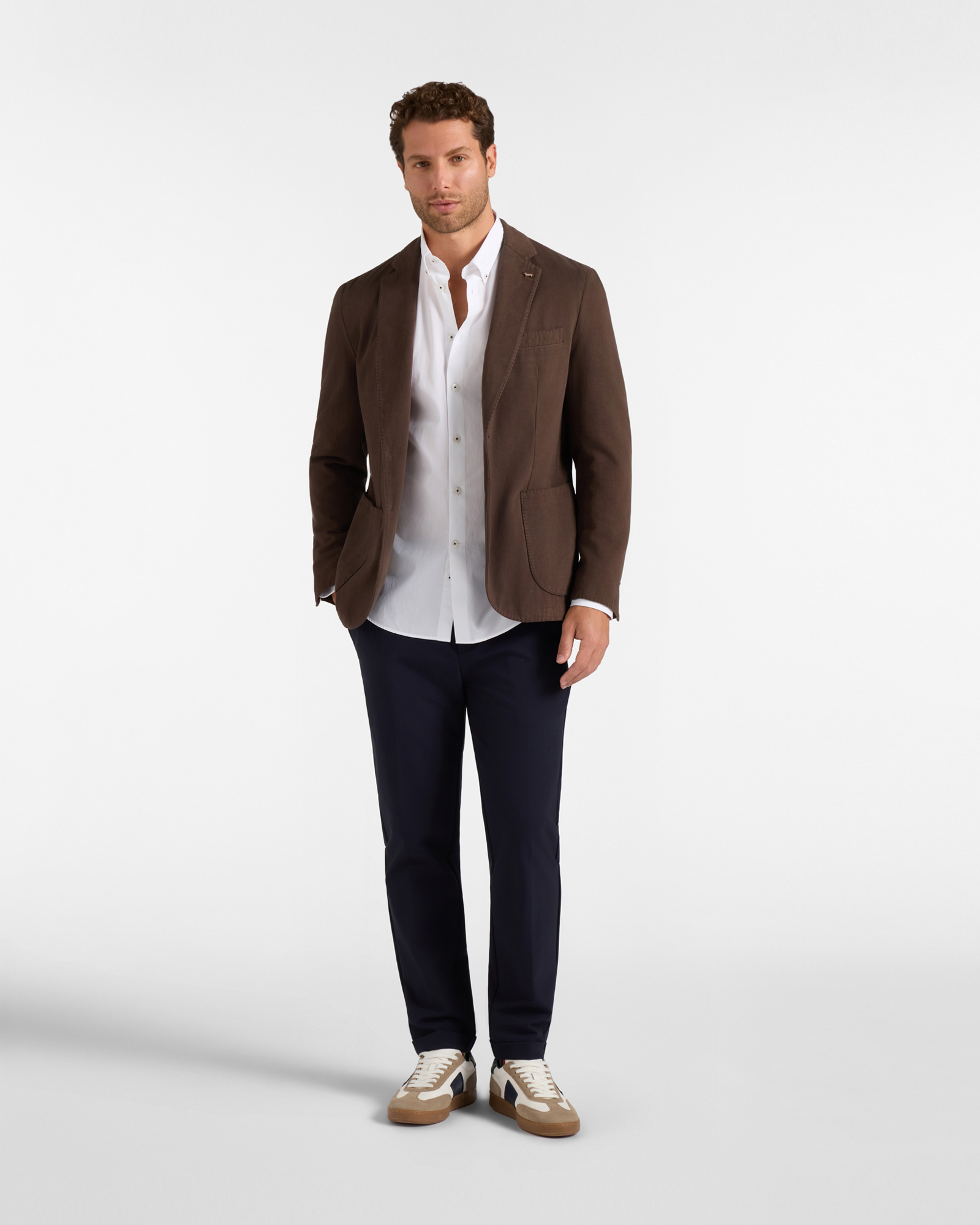 Giacca Uomo in misto cotone e cashmere, MARRONE SCURO, large