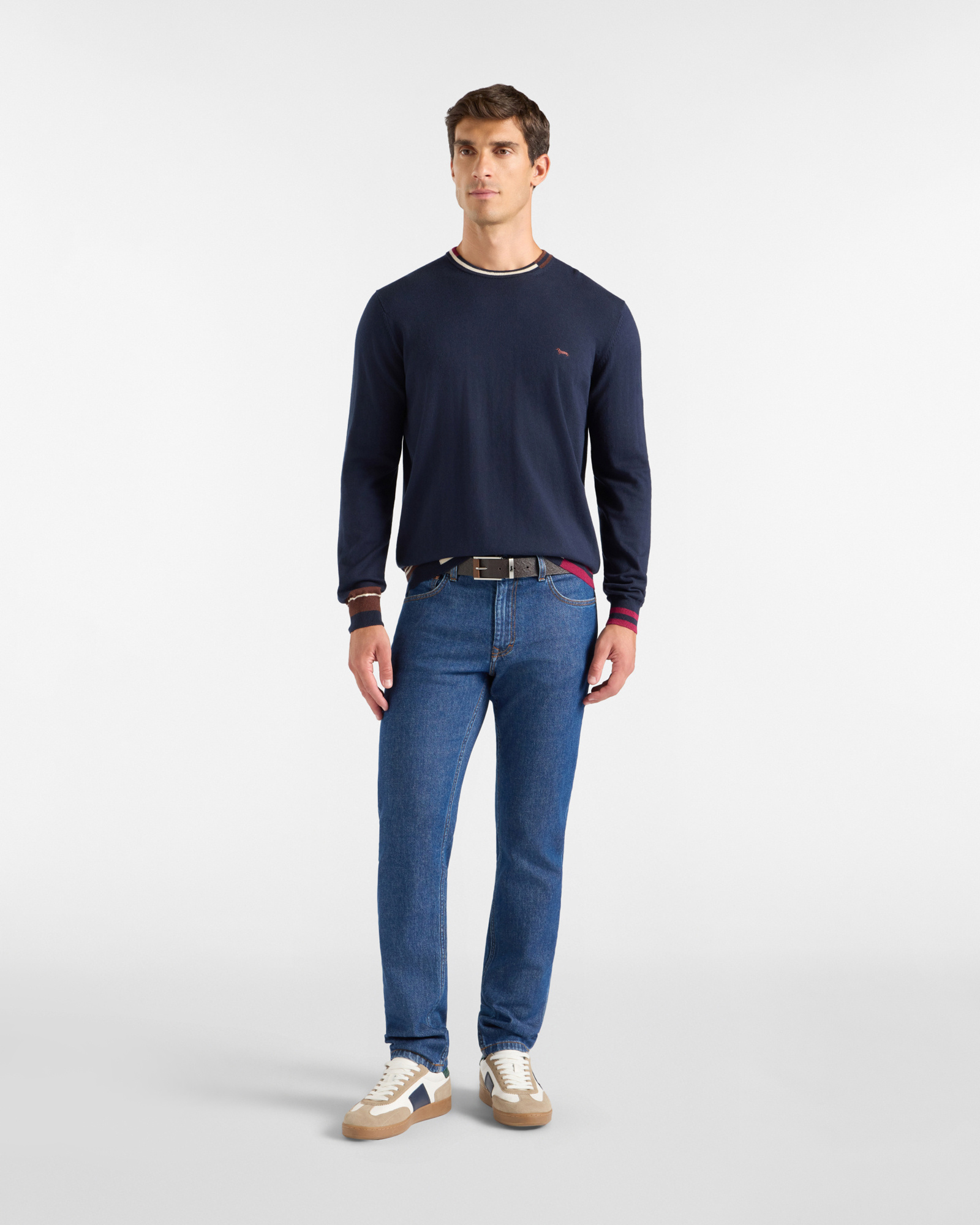Maglia Uomo in misto lana e cotone Regular Fit, BLU NAVY, large