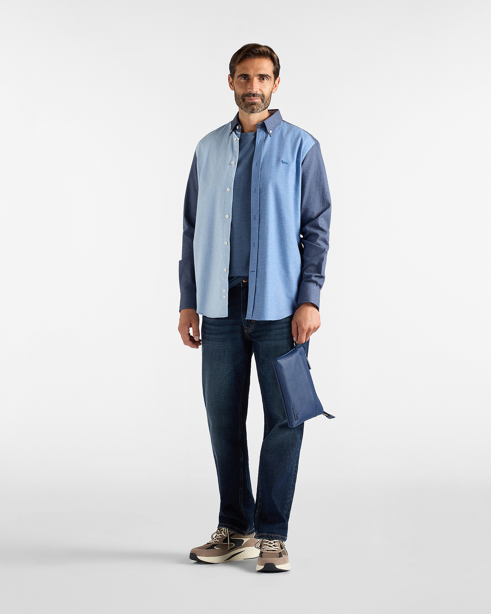 Camicia Uomo Piazzetta in flanella di cotone, BLU, large