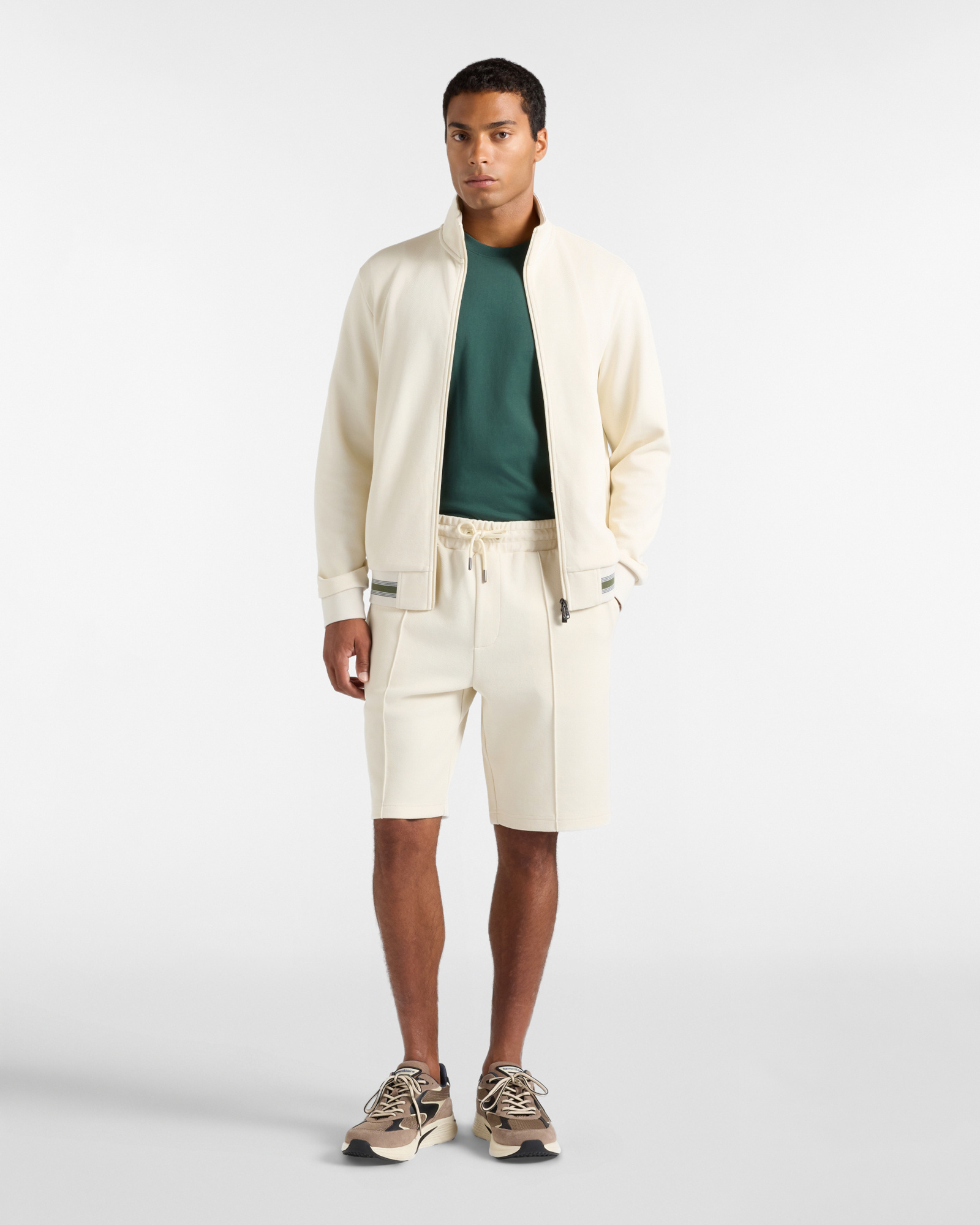 Short Uomo in felpa piquet  con vita elastica, TORTORA, large