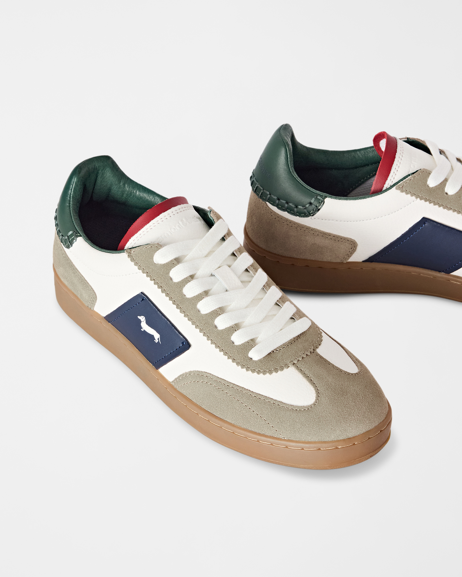 Sneaker Uomo Metropolis in pelle e camoscio con suola colorata, TAUPE - OFF WHITE, large